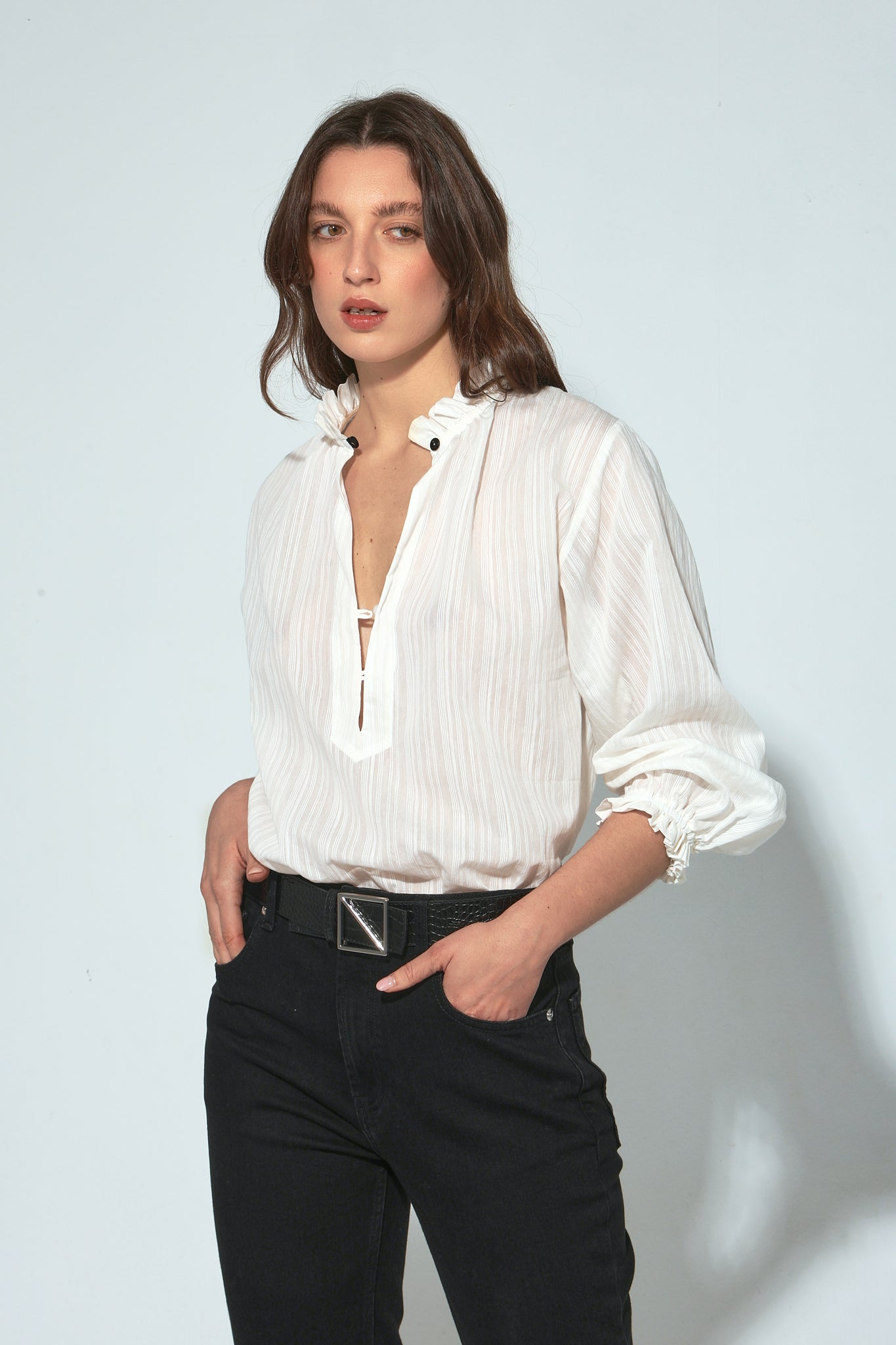 CAMISA UMA OVERSIZE MANGA LARGA BLANCO