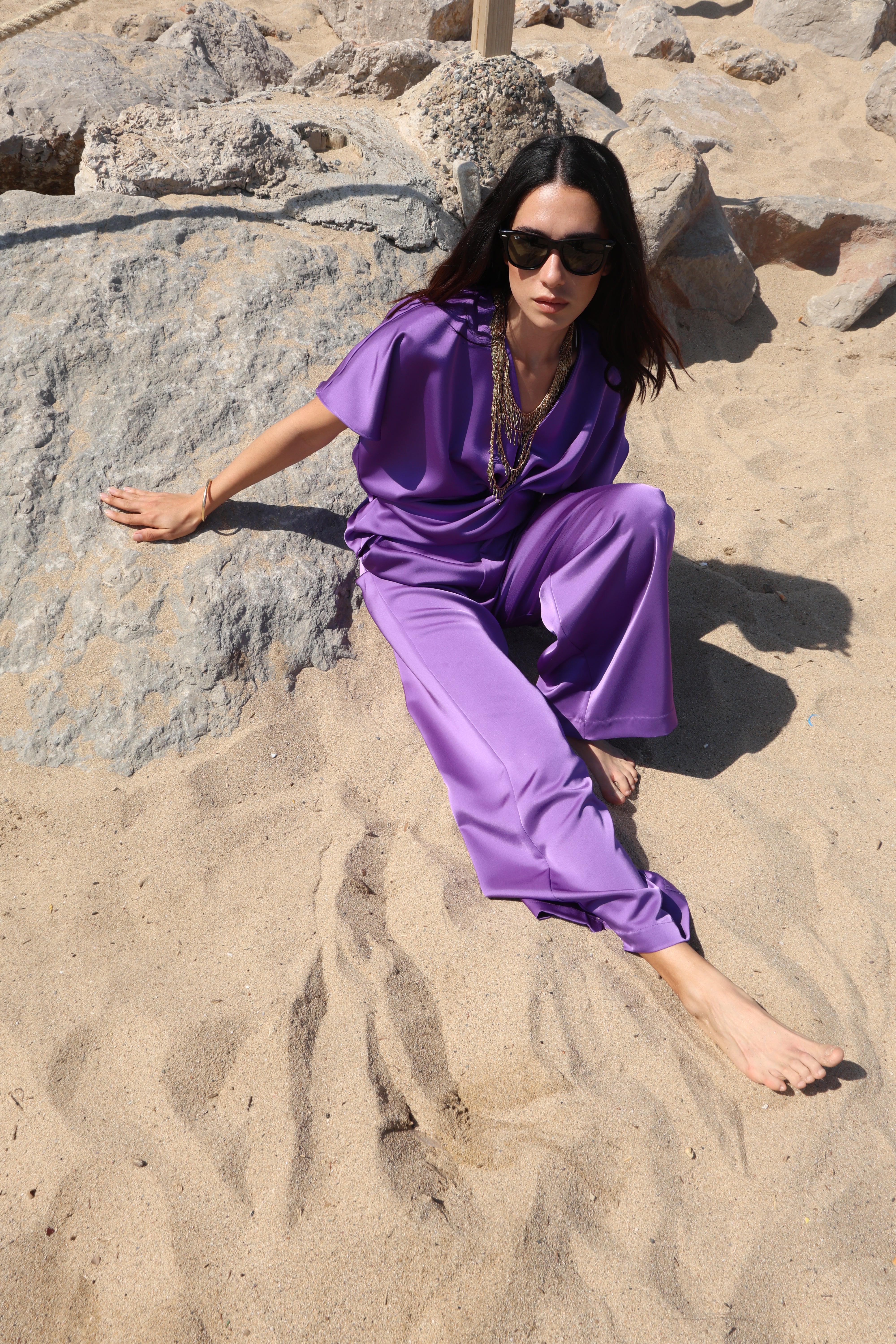 TOP ADELLE SATÉN MORADO