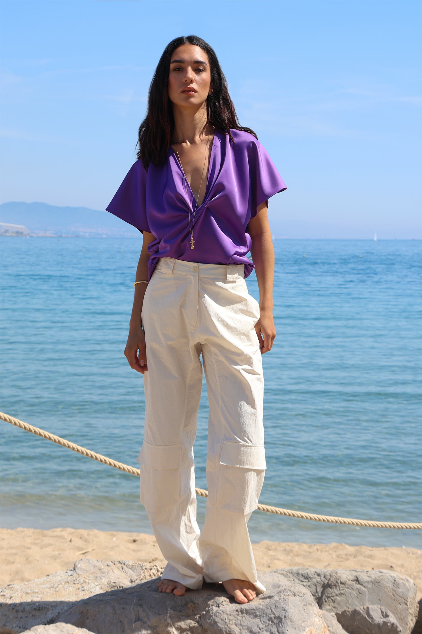 TOP ADELLE SATÉN MORADO