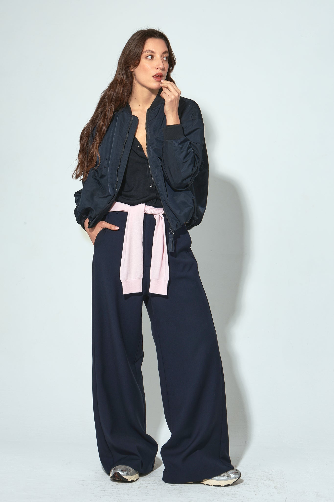 LINDA NAVY OVERSIZED BOMBER