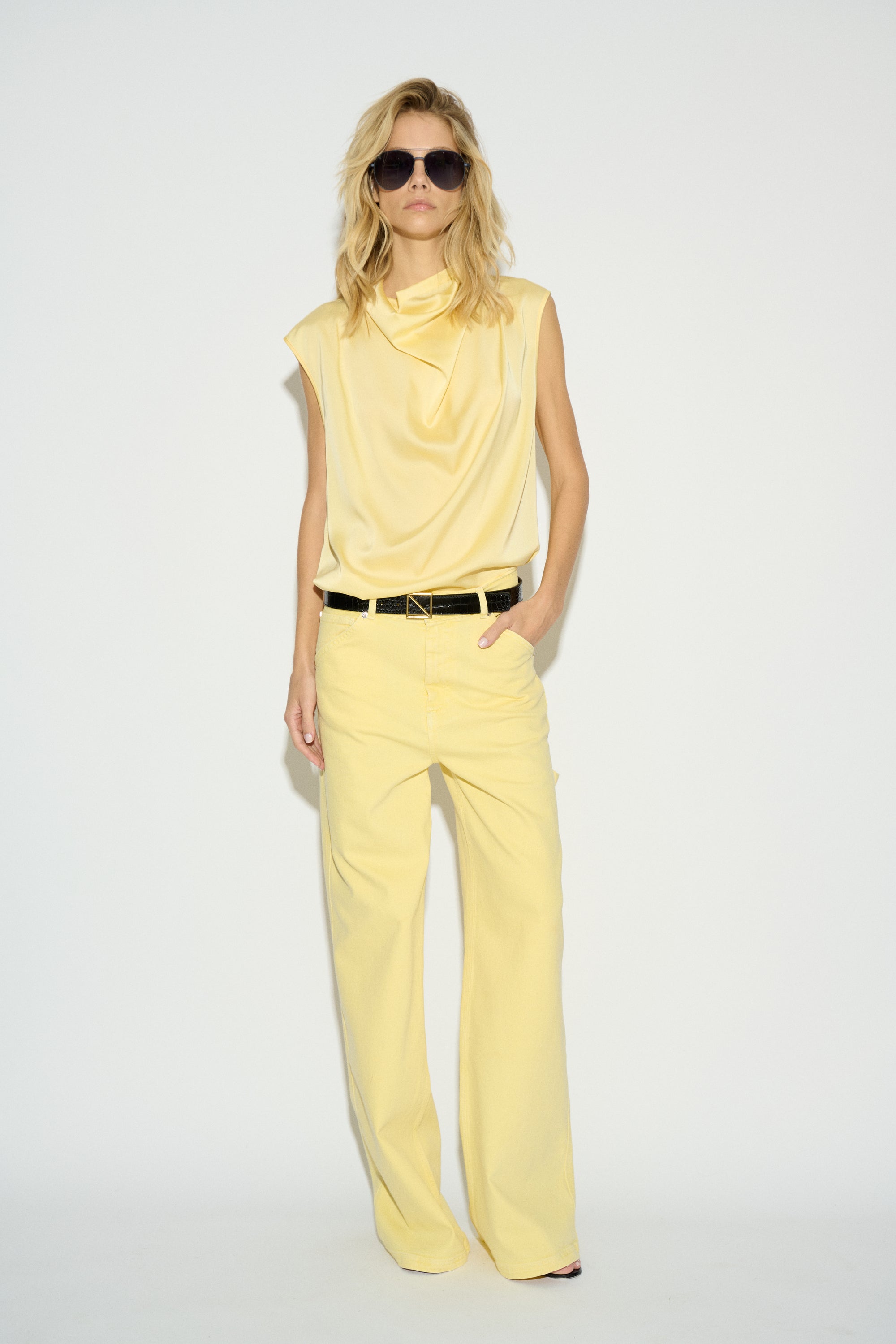 JEANS LUCA WIDE LEG TIRO MEDIO AMARILLO
