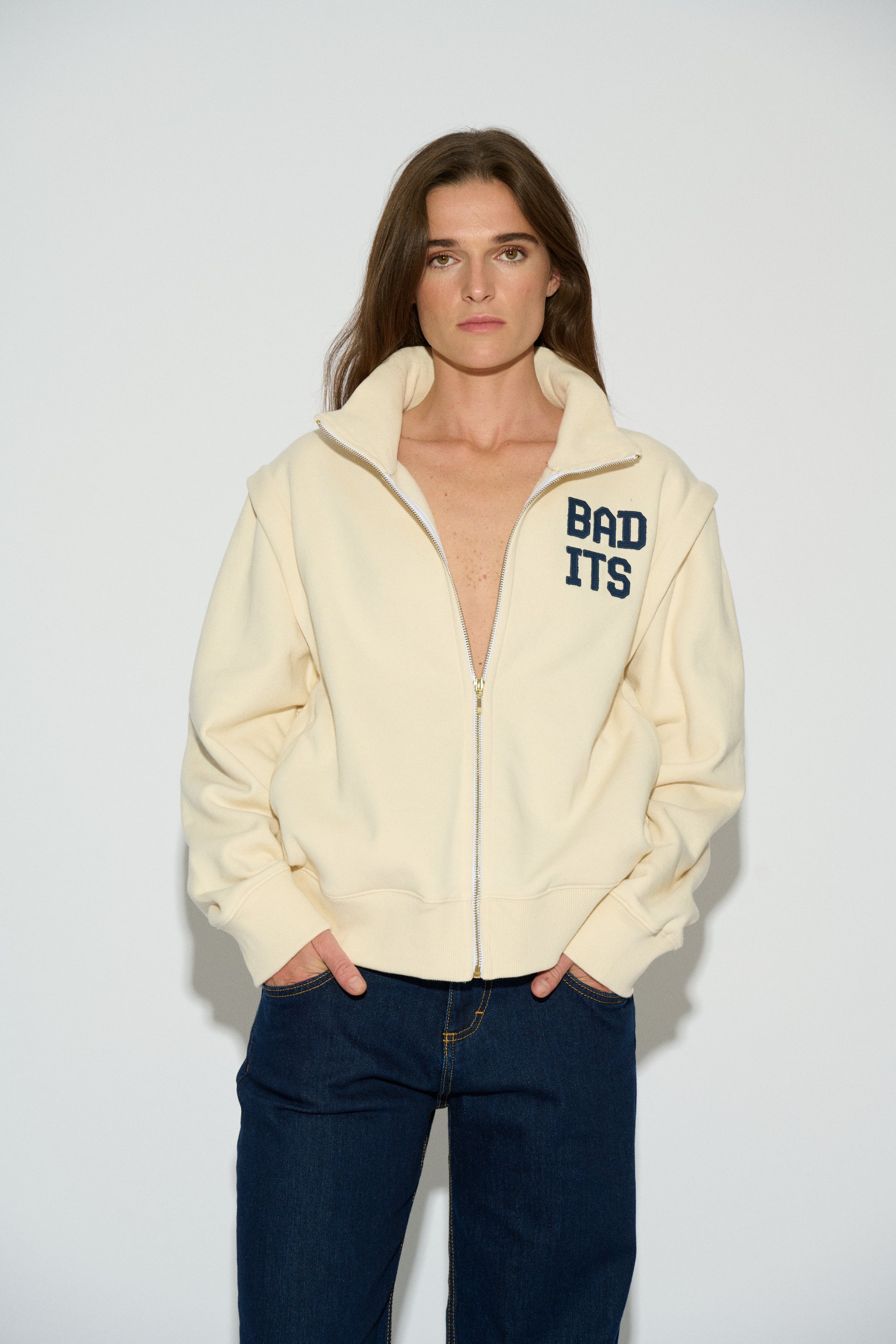 SUDADERA GALA CREMALLERA BLANCO ROTO