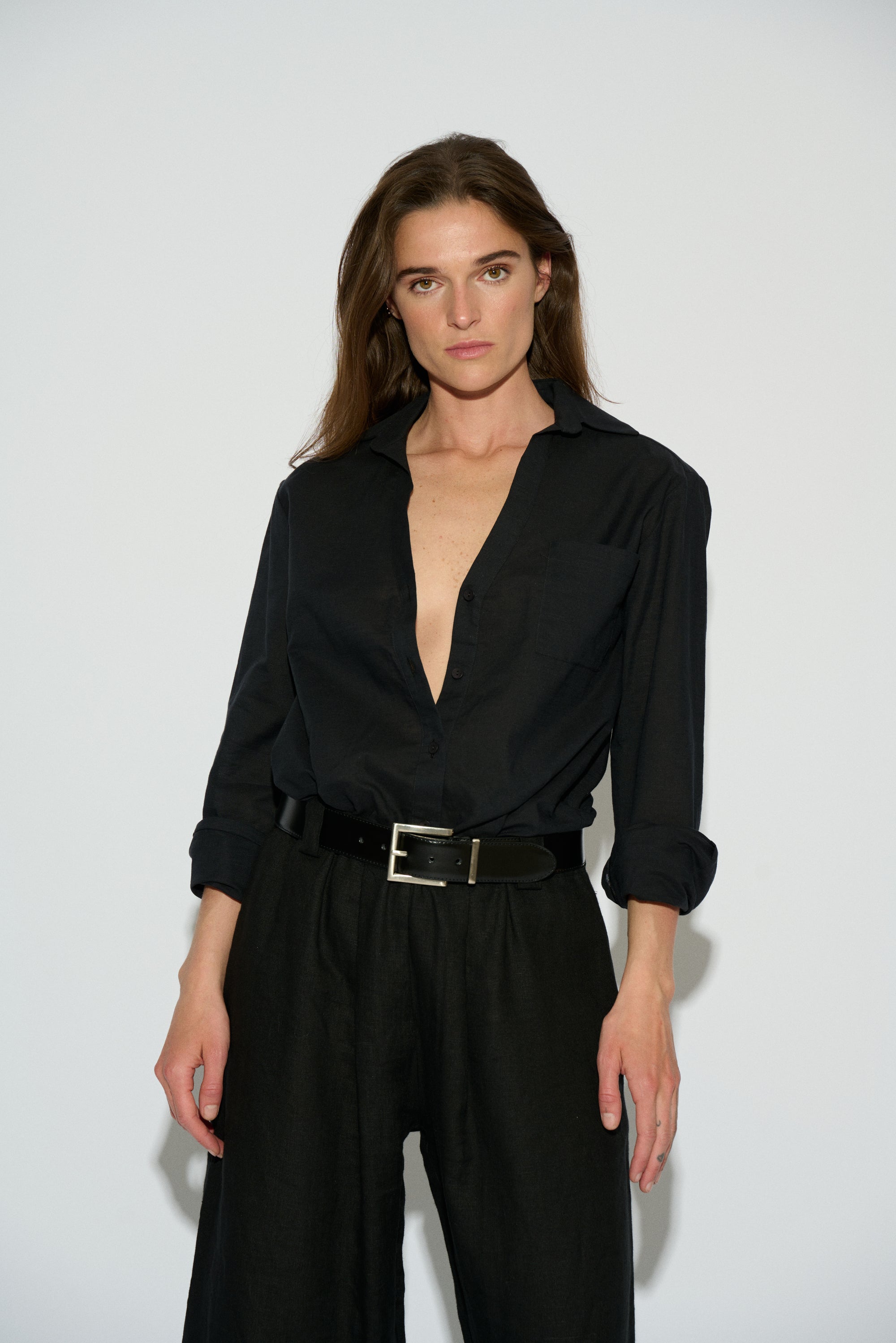 CAMISA SIMONA LINO NEGRO