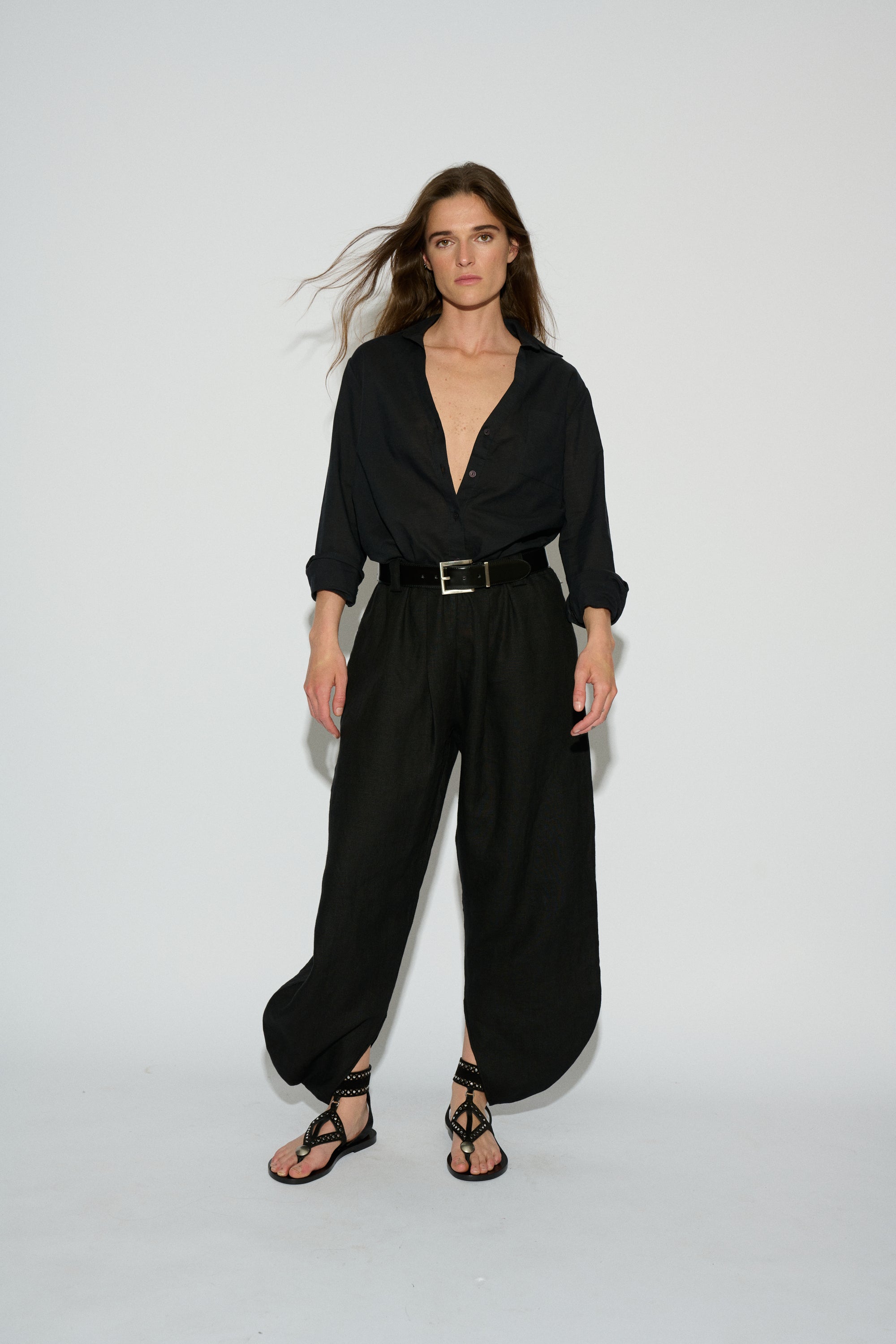 SIMONA BLACK LINEN SHIRT