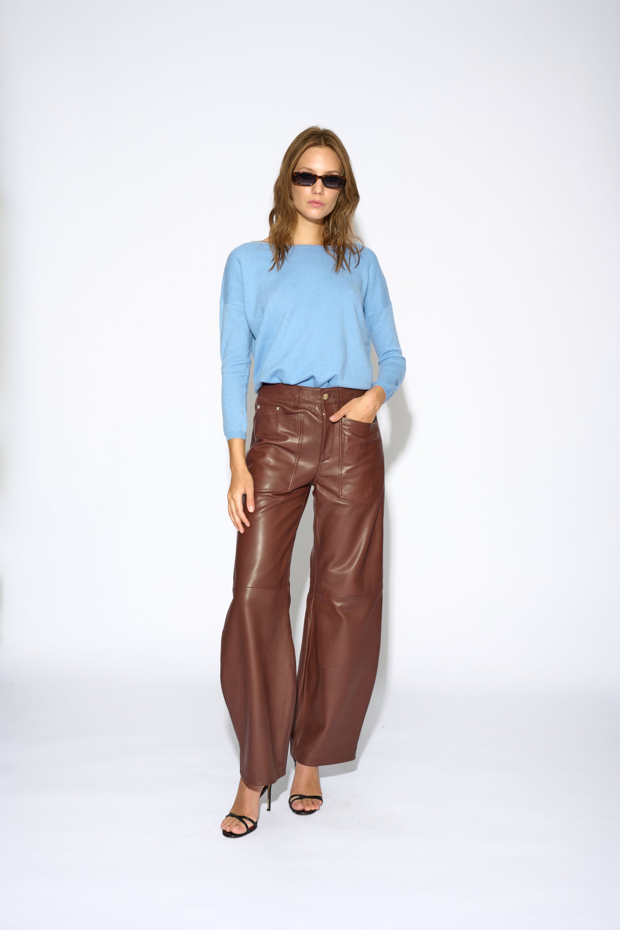 PULL ANDY LAINE ET CACHEMIRE COL RÉVERSIBLE BLEU
