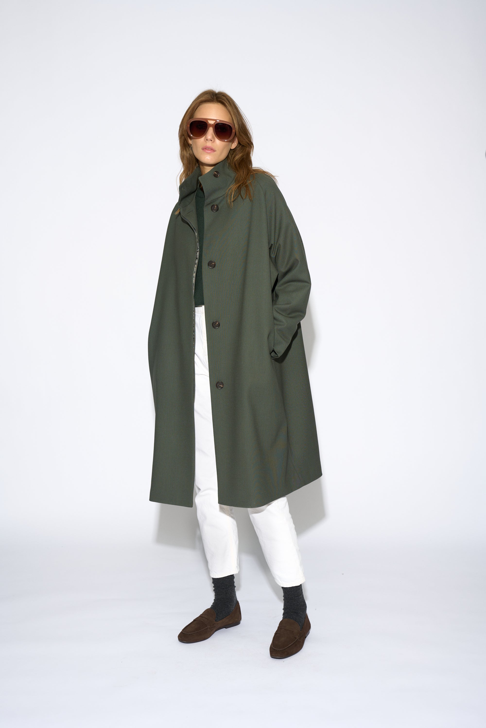 DANISH LONG GREEN TRENCH COAT
