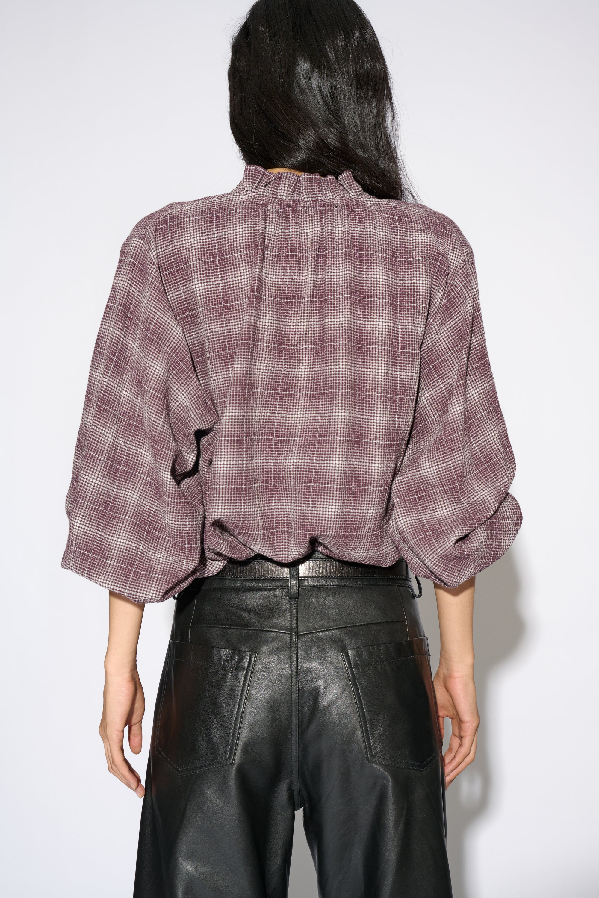 BLUSA JULIETTE CUADROS BURDEOS
