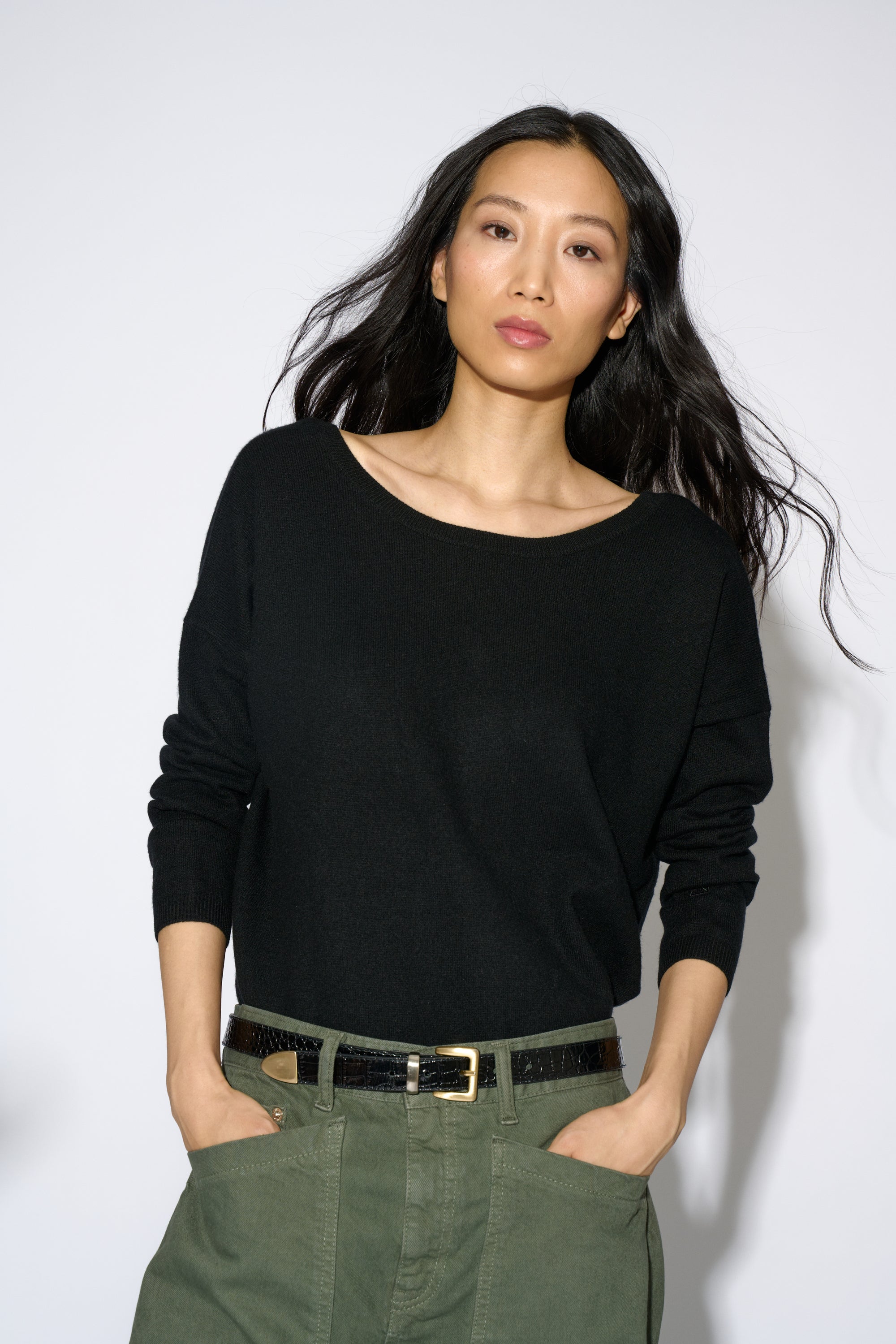 PULL ANDY LAINE ET CACHEMIRE COL RÉVERSIBLE NOIR
