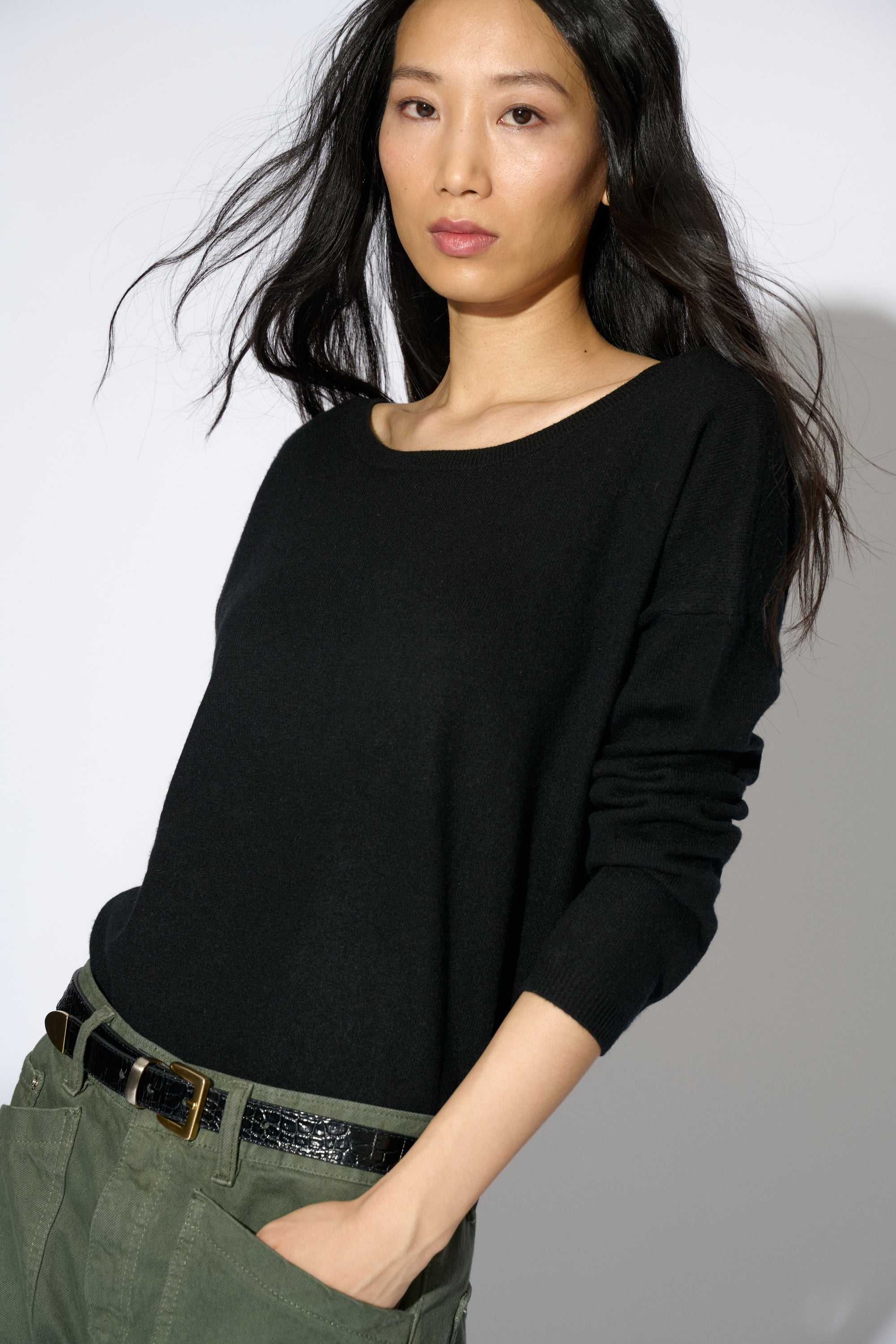 PULL ANDY LAINE ET CACHEMIRE COL RÉVERSIBLE NOIR