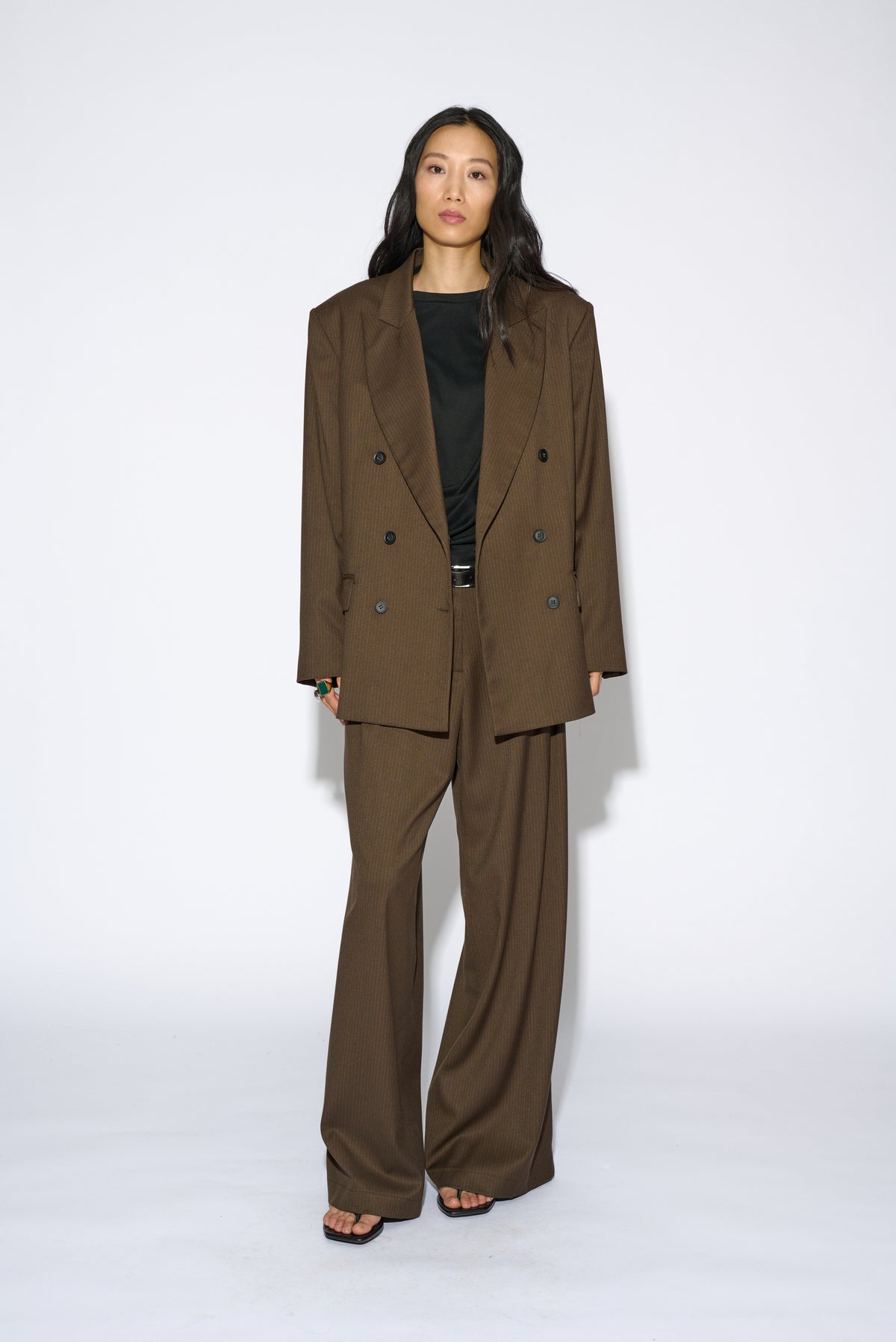 CANDELA STRIPED BROWN BLAZER