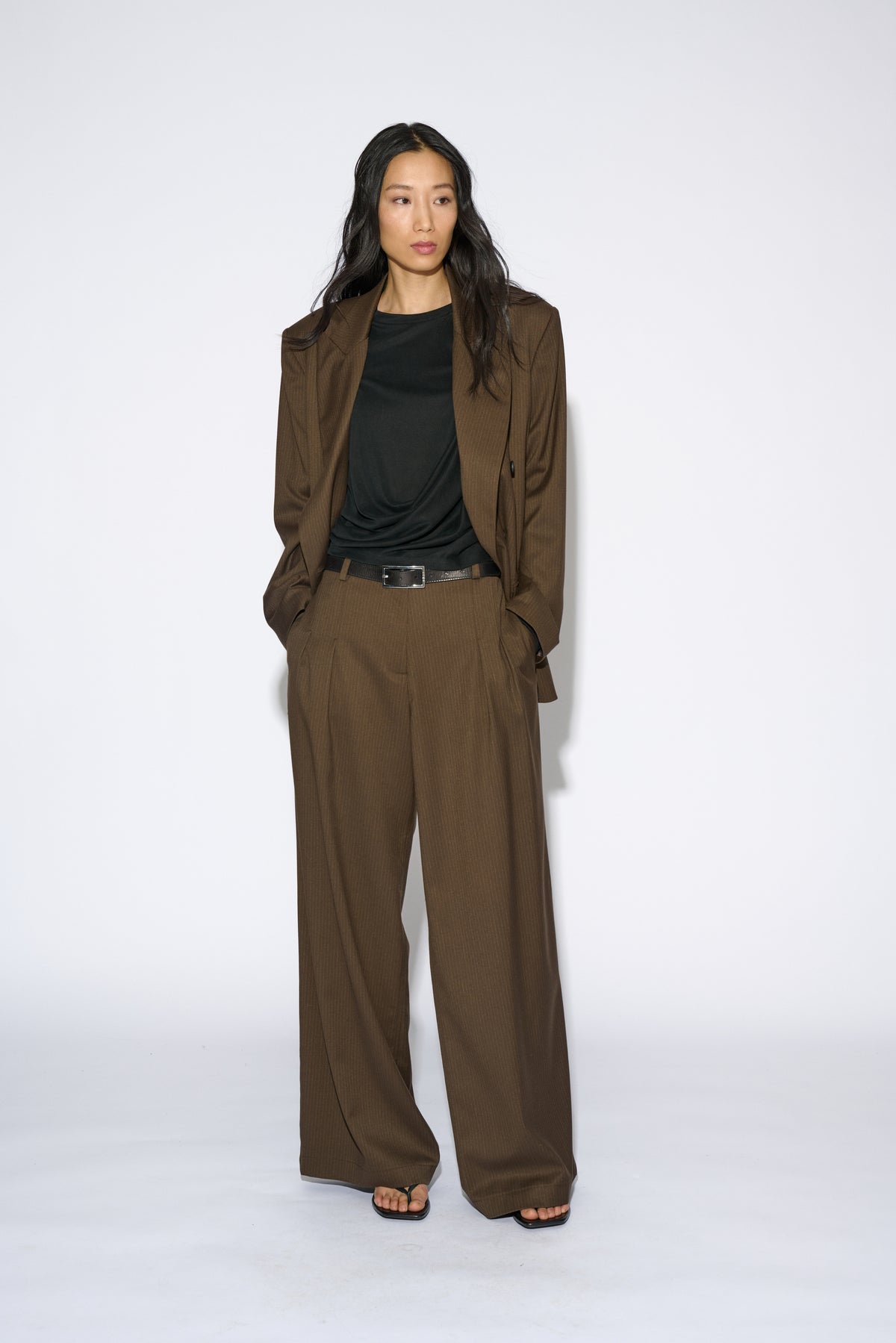CANDELA STRIPED BROWN BLAZER