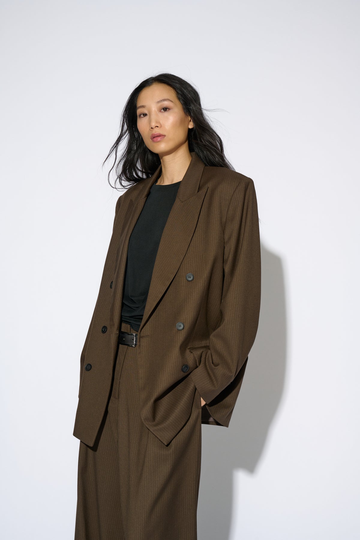 CANDELA STRIPED BROWN BLAZER