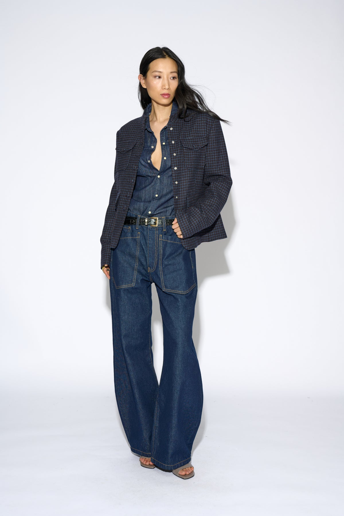 CHAQUETA MATEA CUADRO LANA NAVY