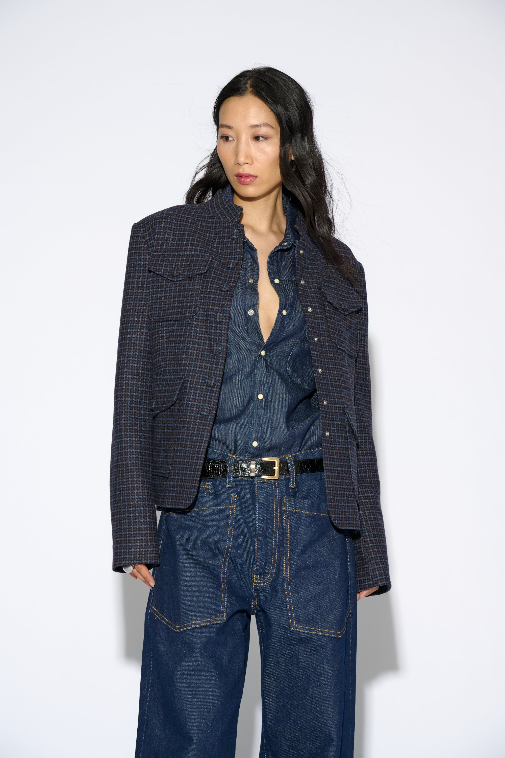 CHAQUETA MATEA CUADRO LANA NAVY