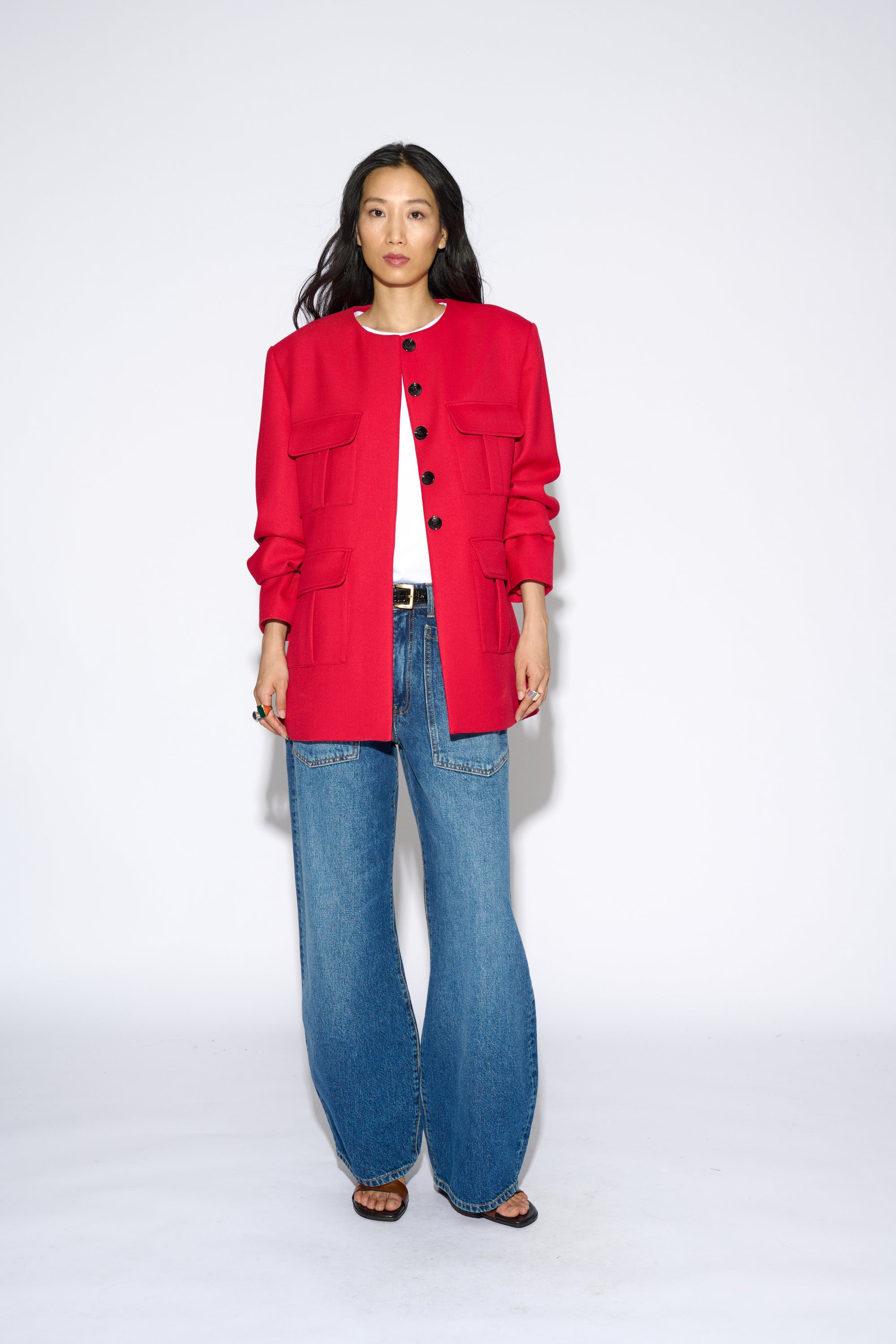 VESTE BELLA POCHES ROUGE