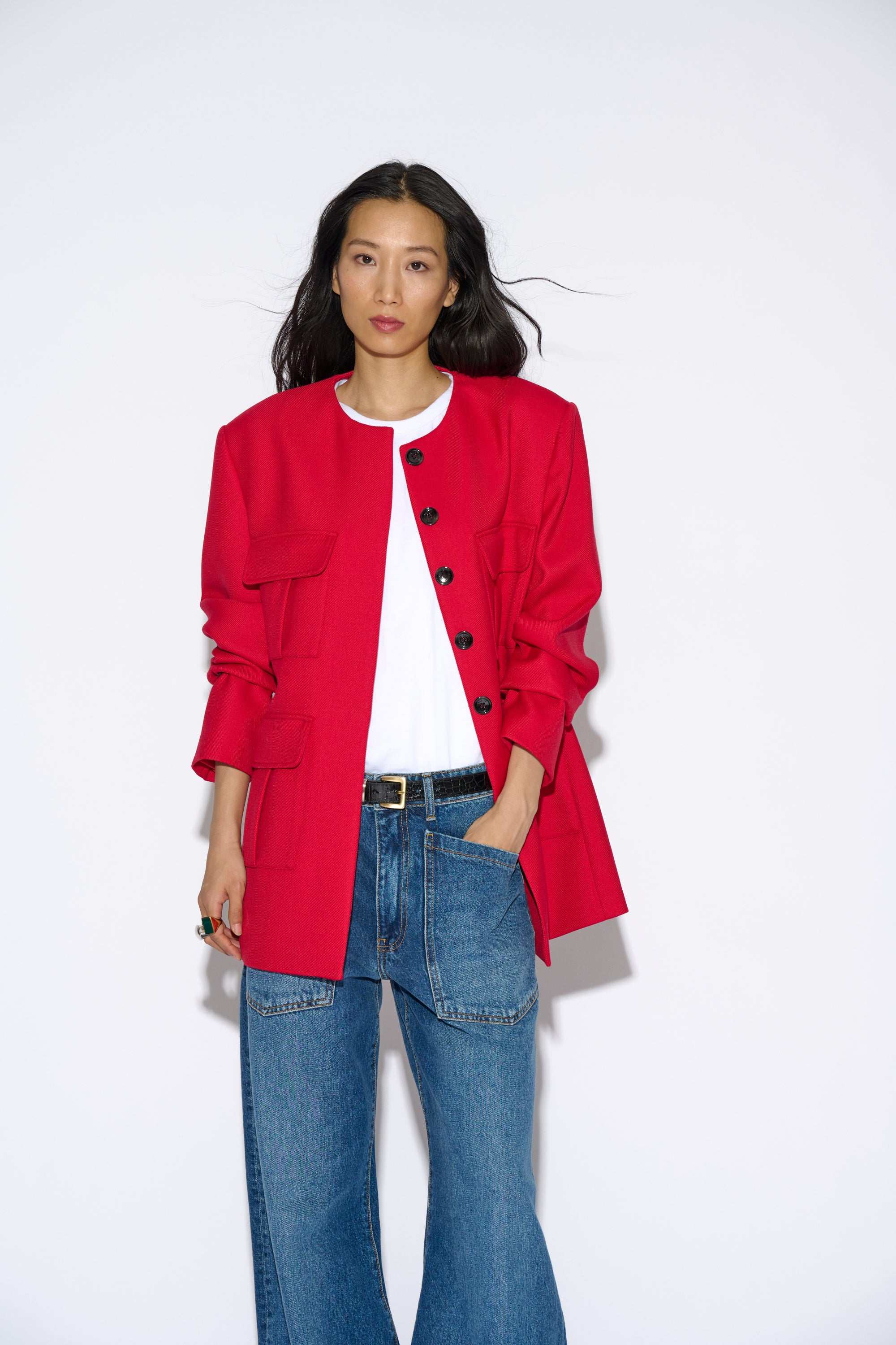 VESTE BELLA POCHES ROUGE