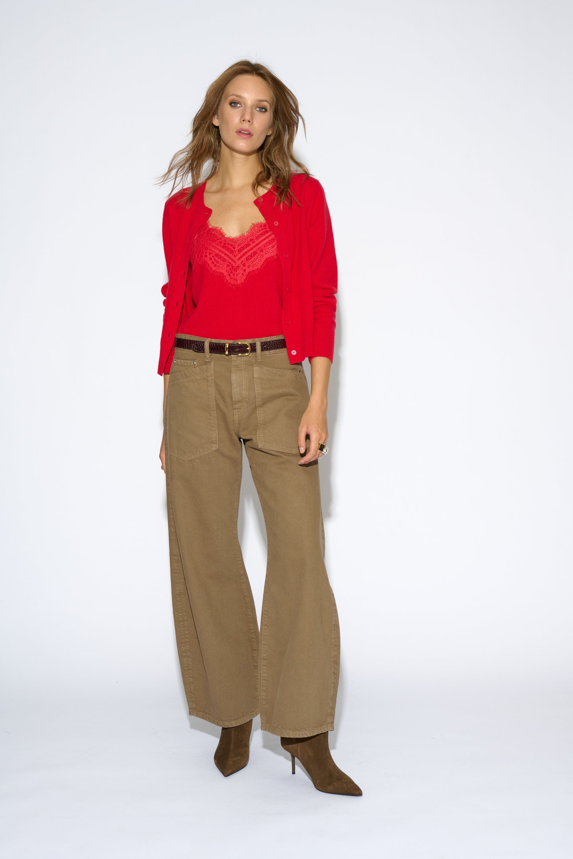 RED LEA CASHMERE CARDIGAN