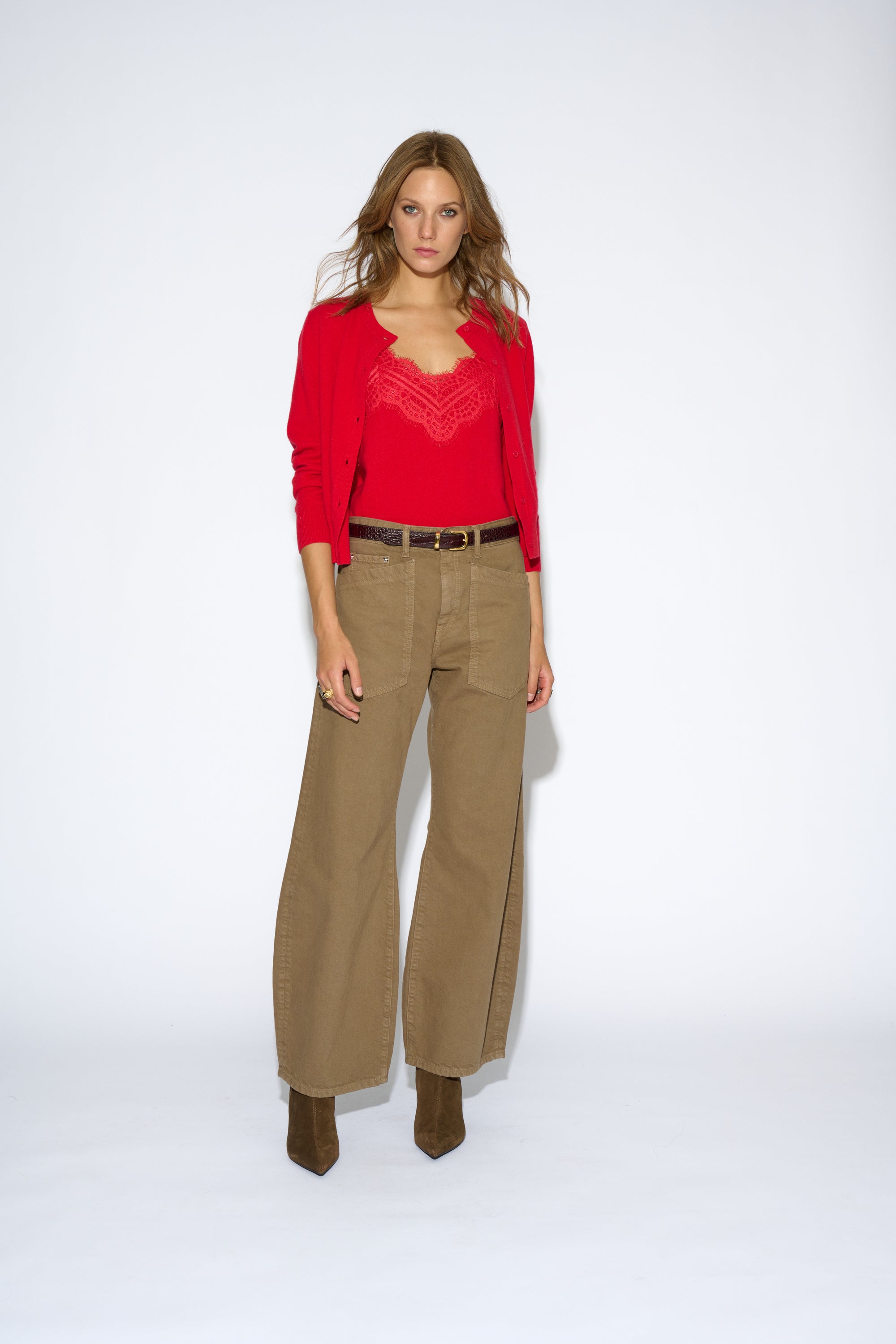 RED LEA CASHMERE CARDIGAN