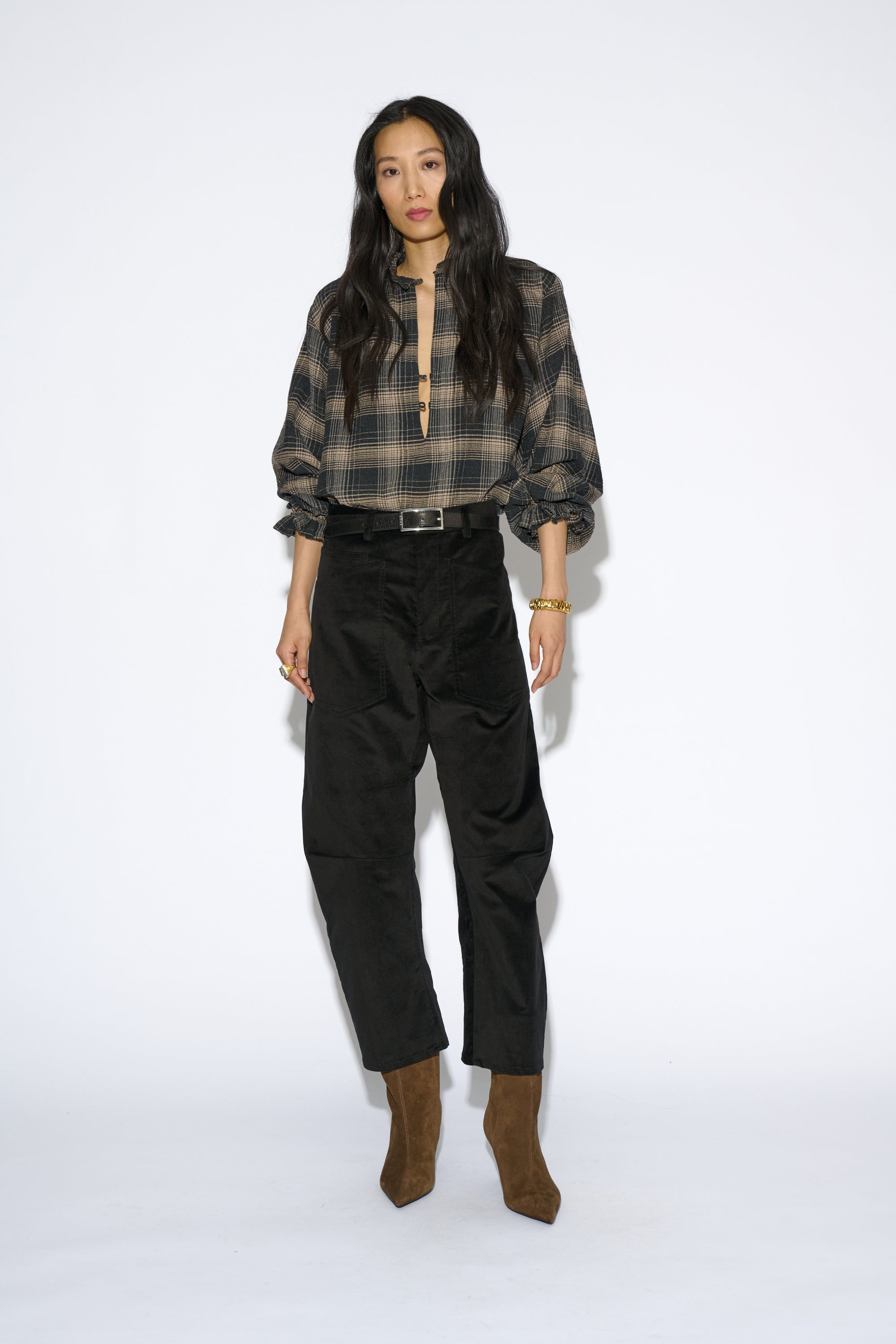 BRUNA NAVY VELVET TROUSERS