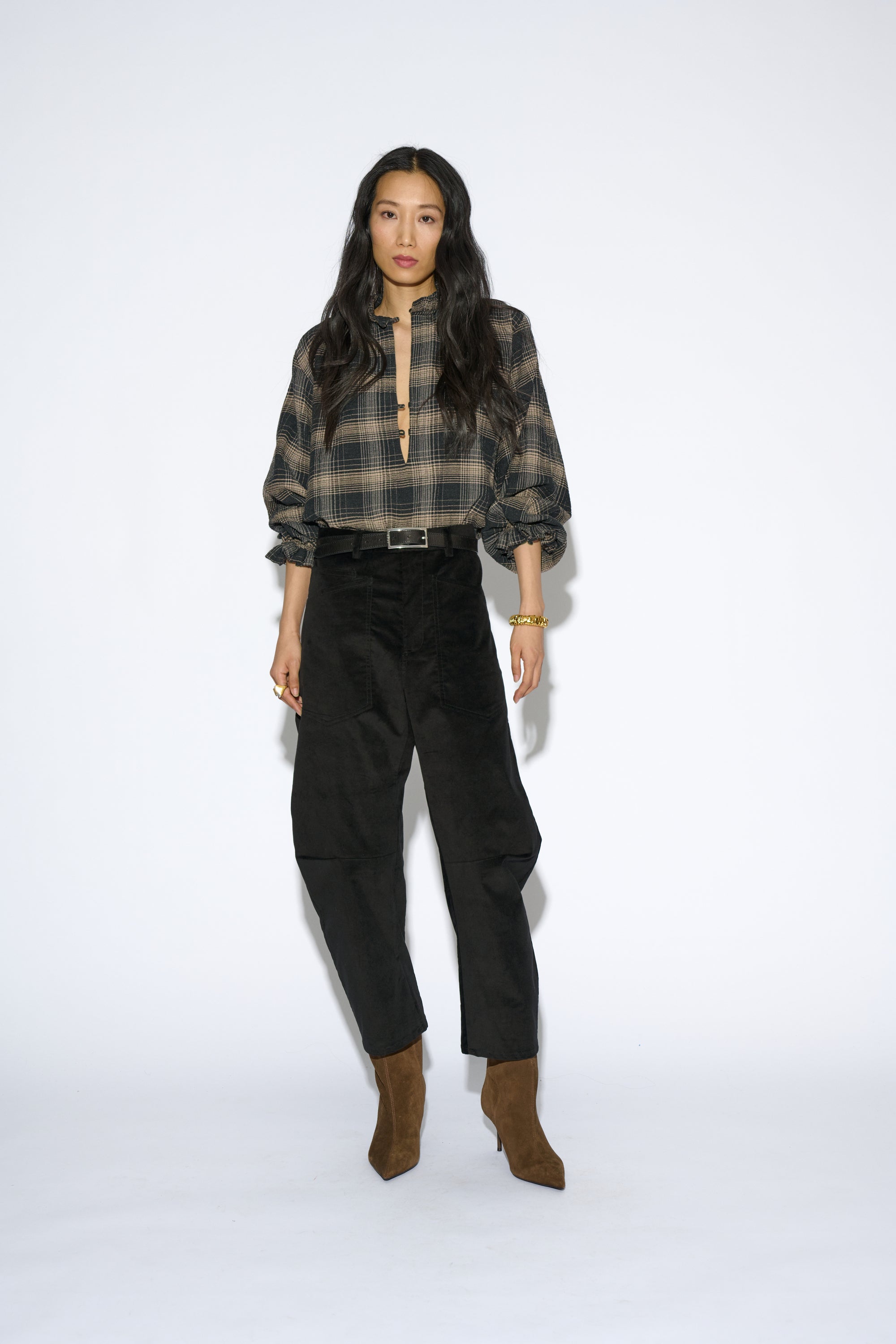 BRUNA NAVY VELVET TROUSERS