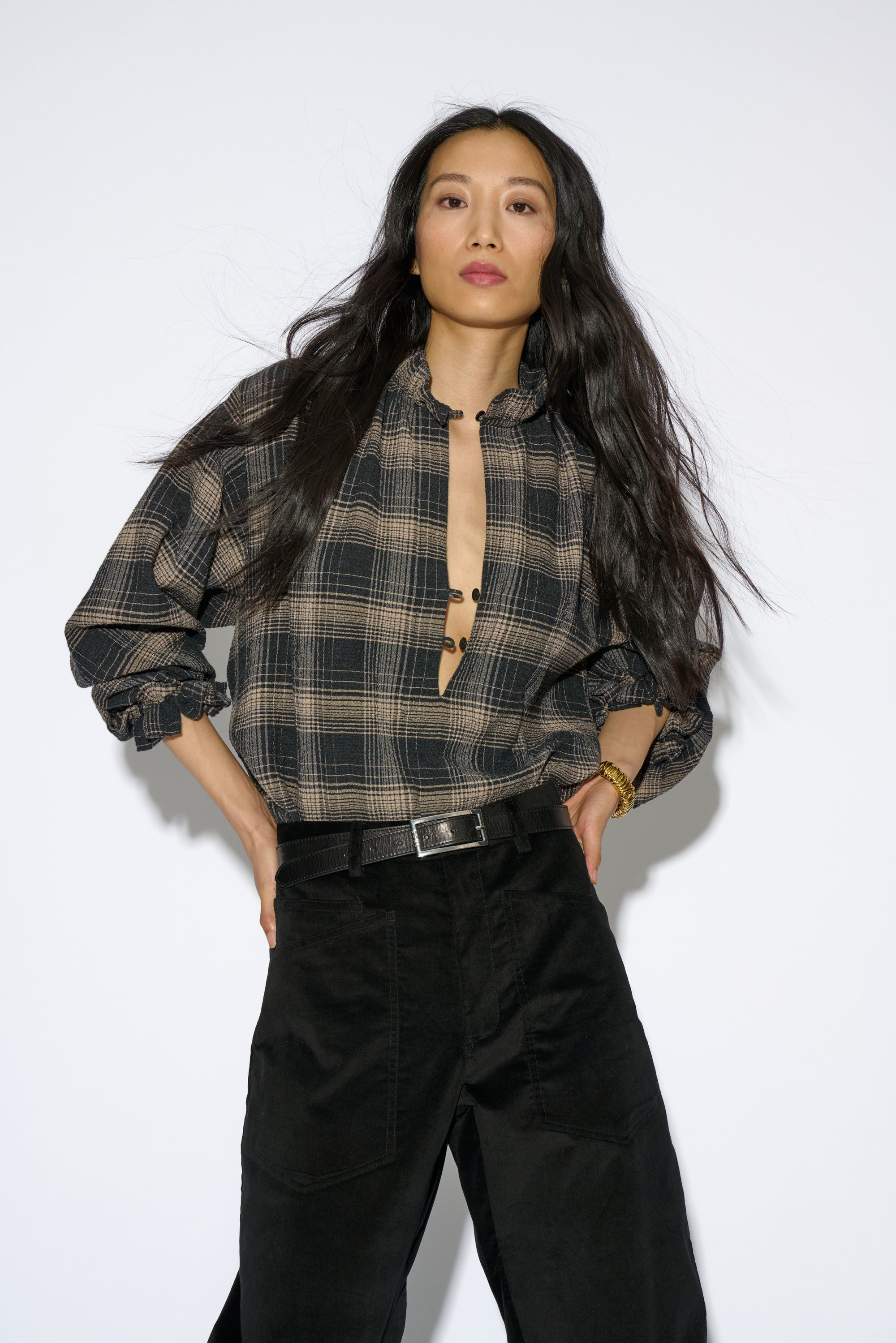 BLUSA JULIETTE CUADROS NEGRO