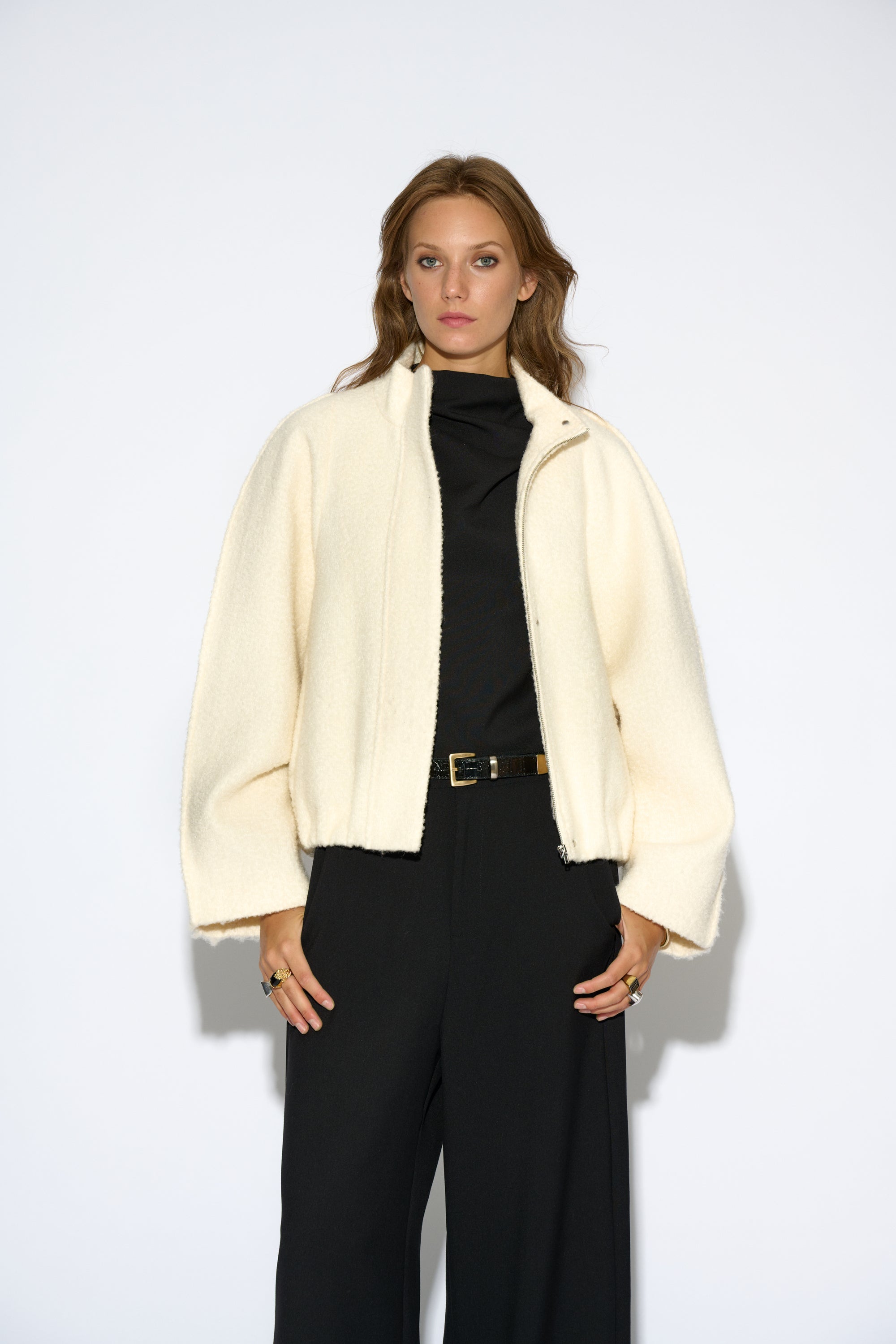 ECRU WOOL BOMBER