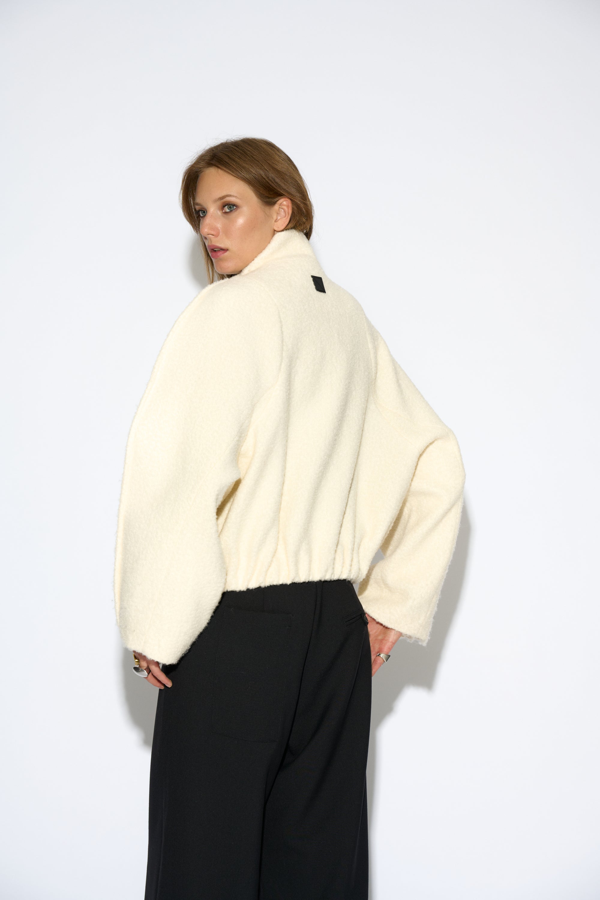 ECRU WOOL BOMBER