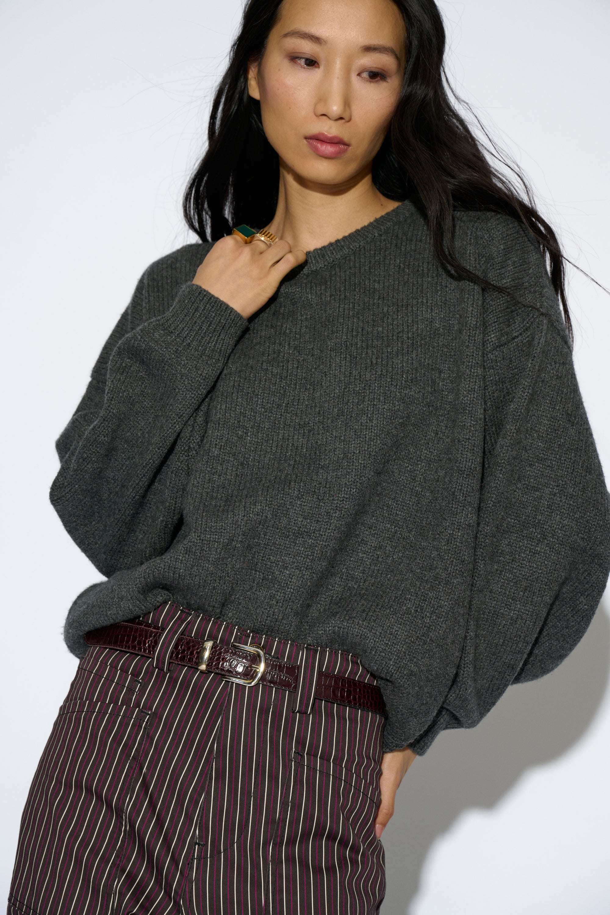 ROSY GREY WOOL AND CASHMERE JUMPER