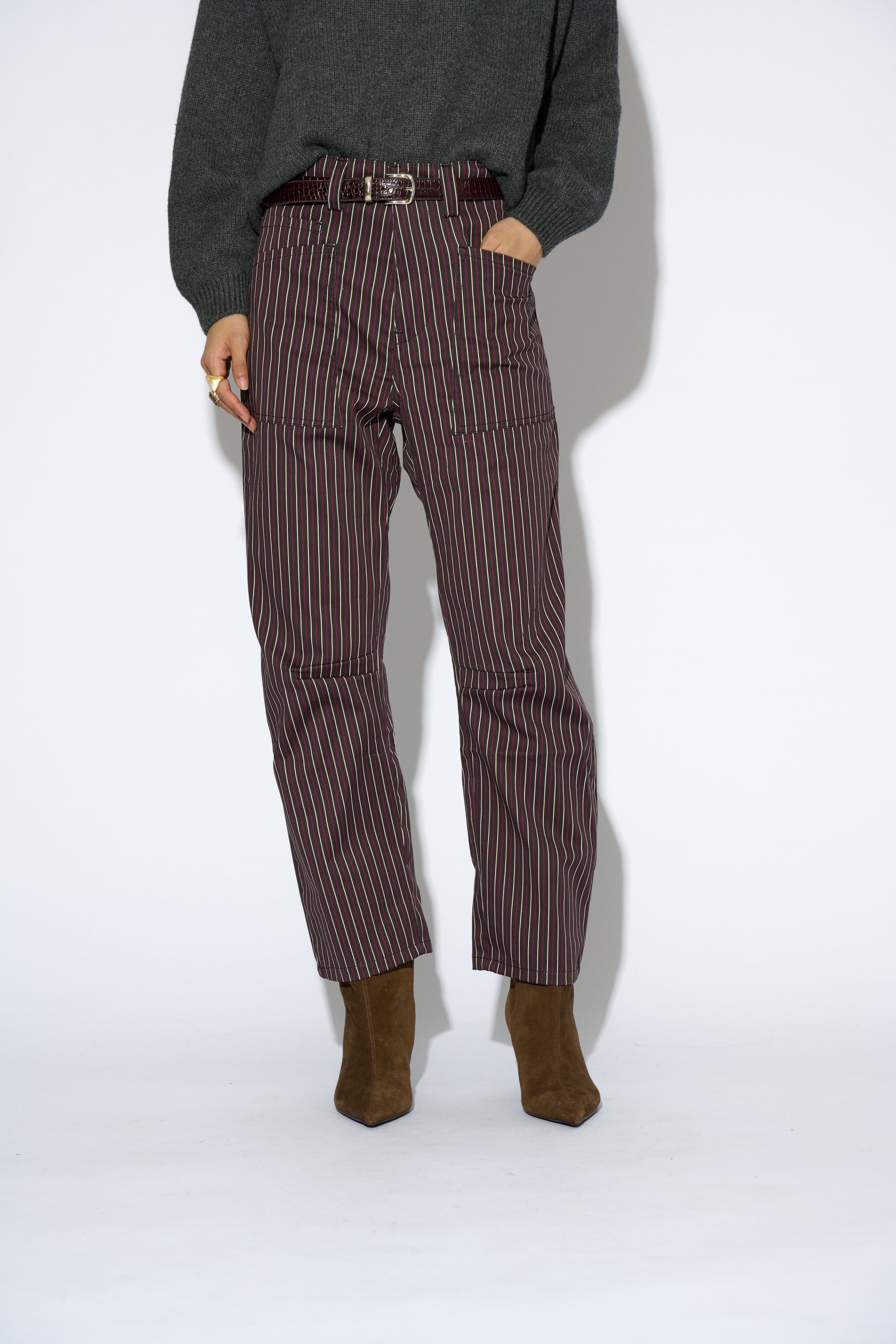 BRUNA BROWN STRIPED TROUSERS