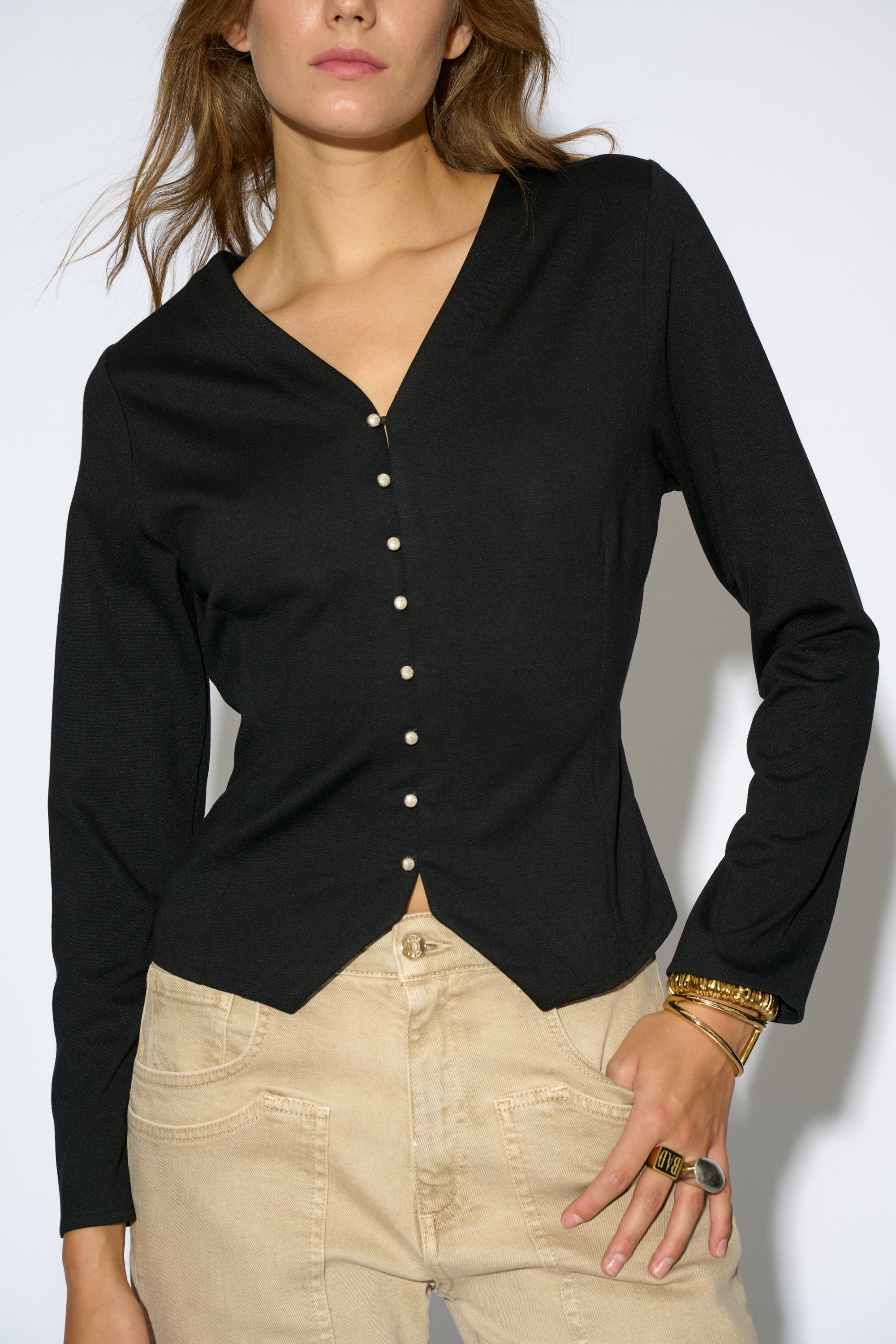 TOP CAMILLE ESCOTE PICO NEGRO