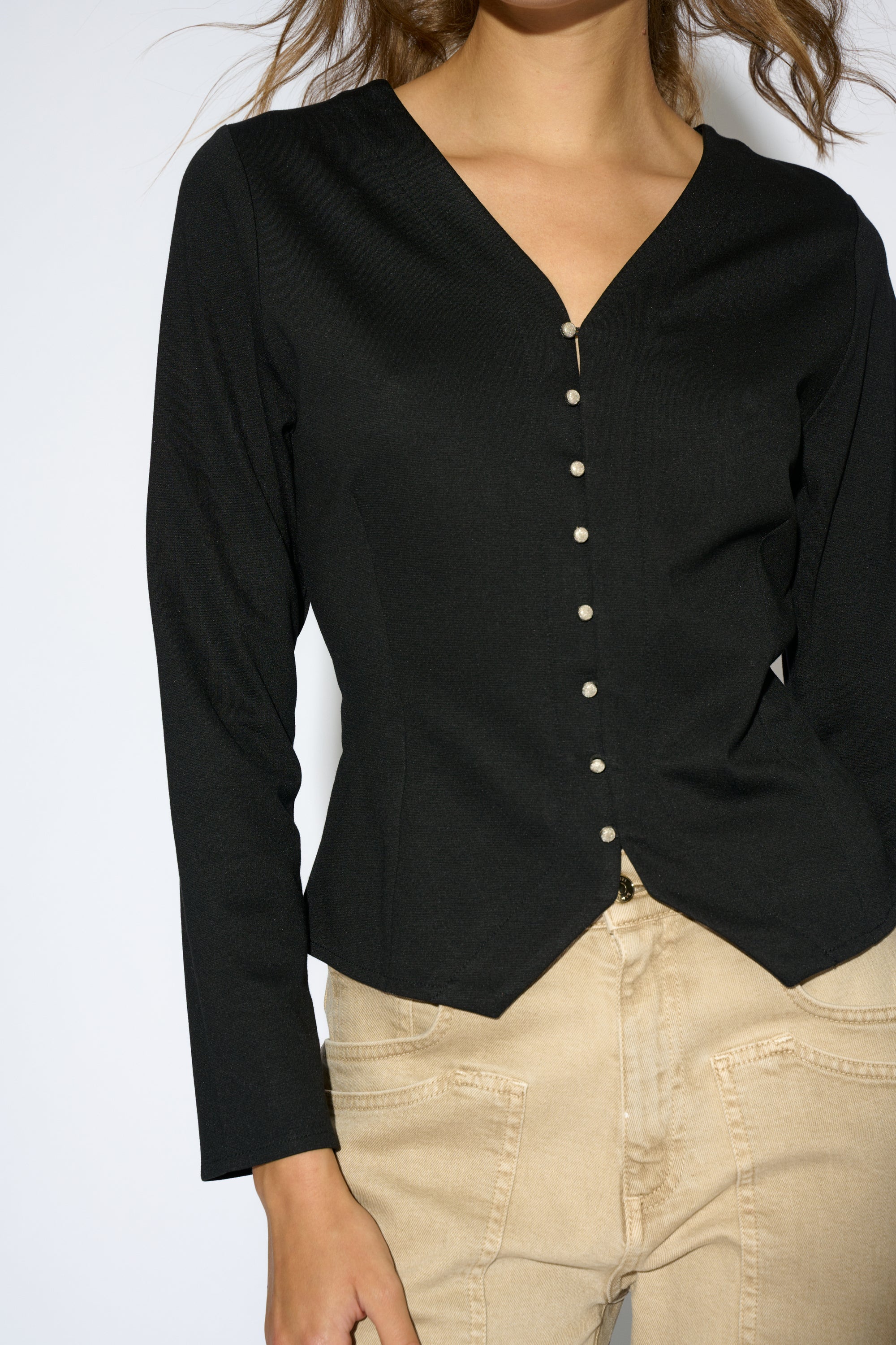 TOP CAMILLE ESCOTE PICO NEGRO