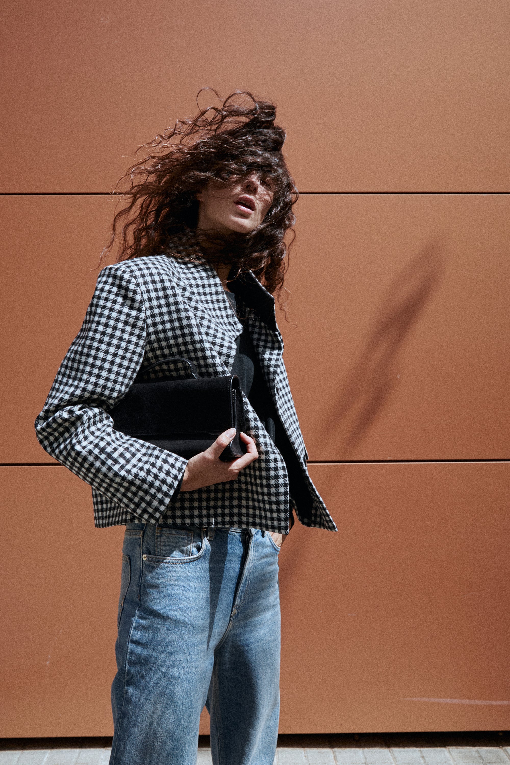 ANGELA BLACK PLAID JACKET