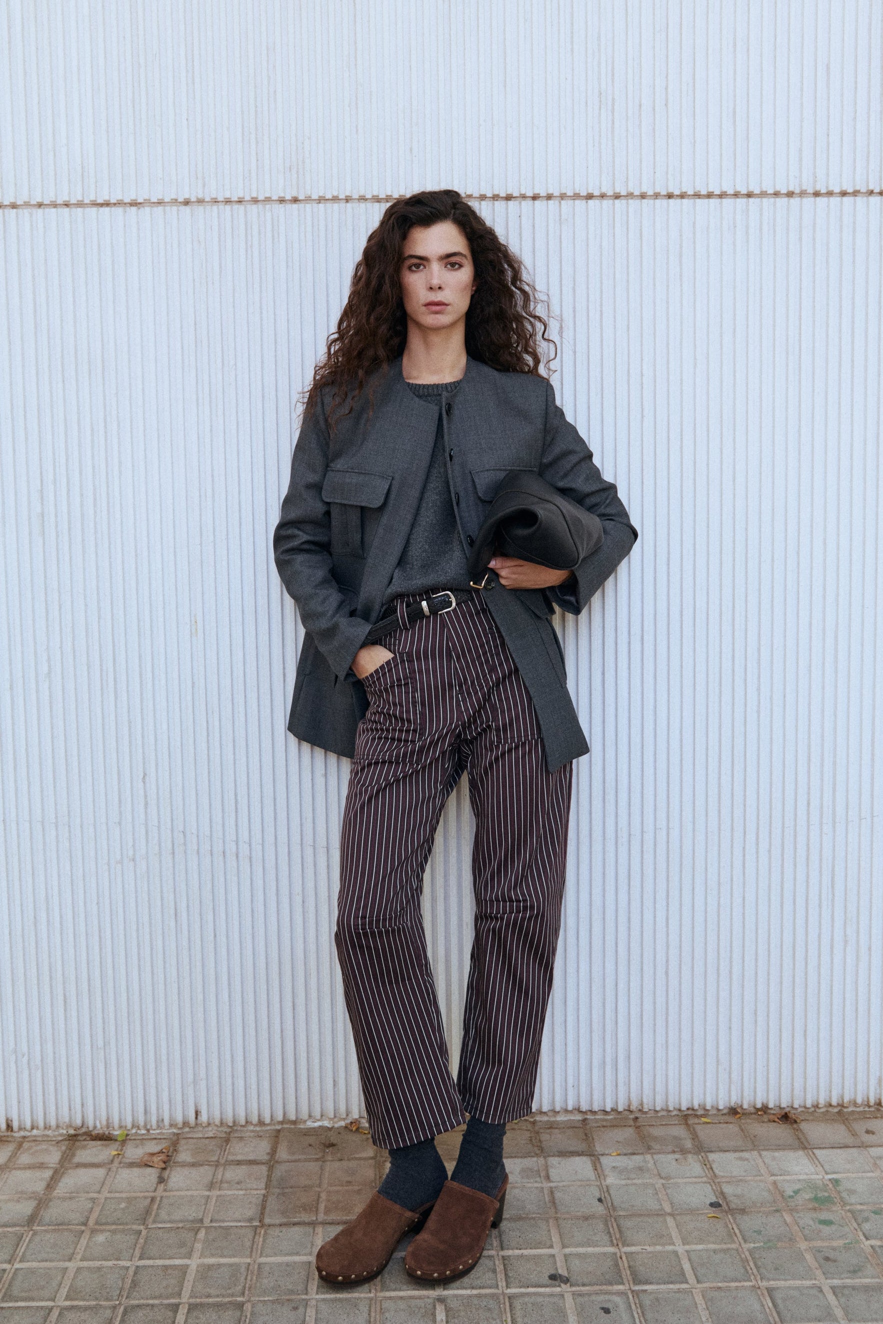 BRUNA BROWN STRIPED TROUSERS