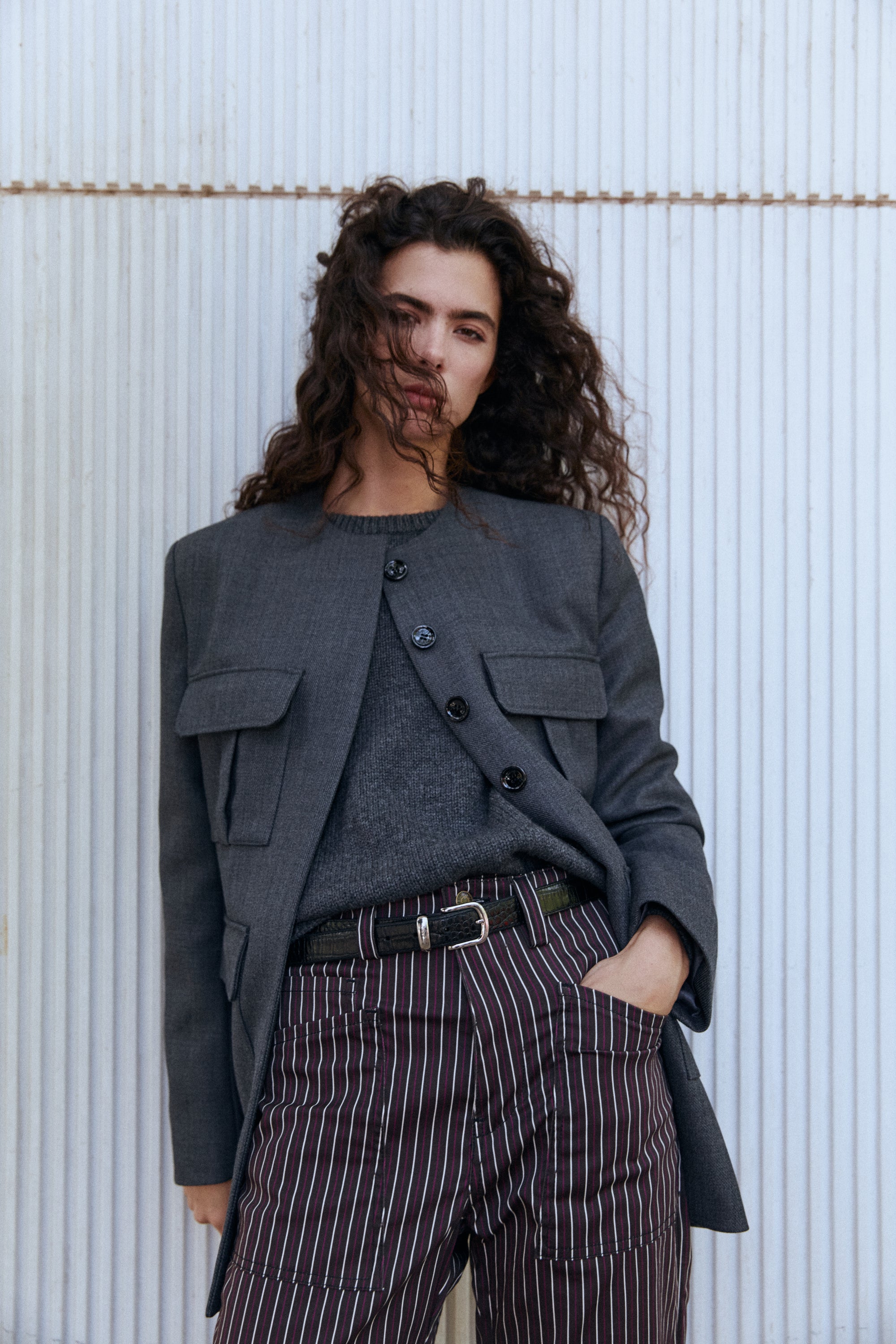 VESTE BELLA POCHES GRIS