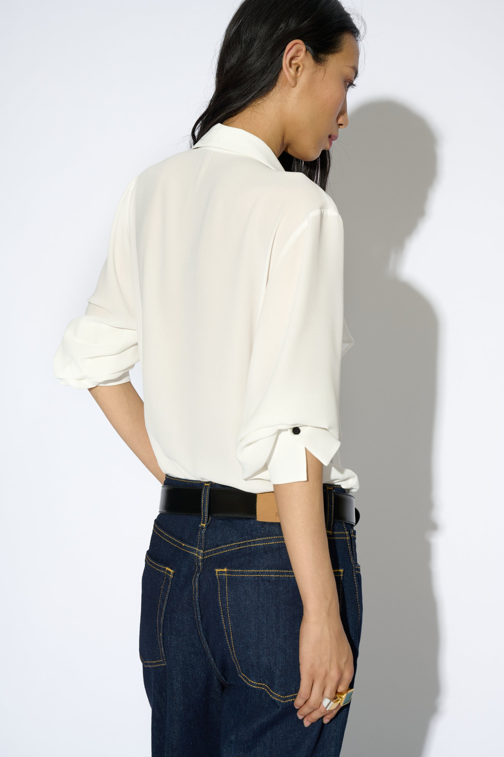 CAMISA JUNO CREPE VOLANTE BLANCA