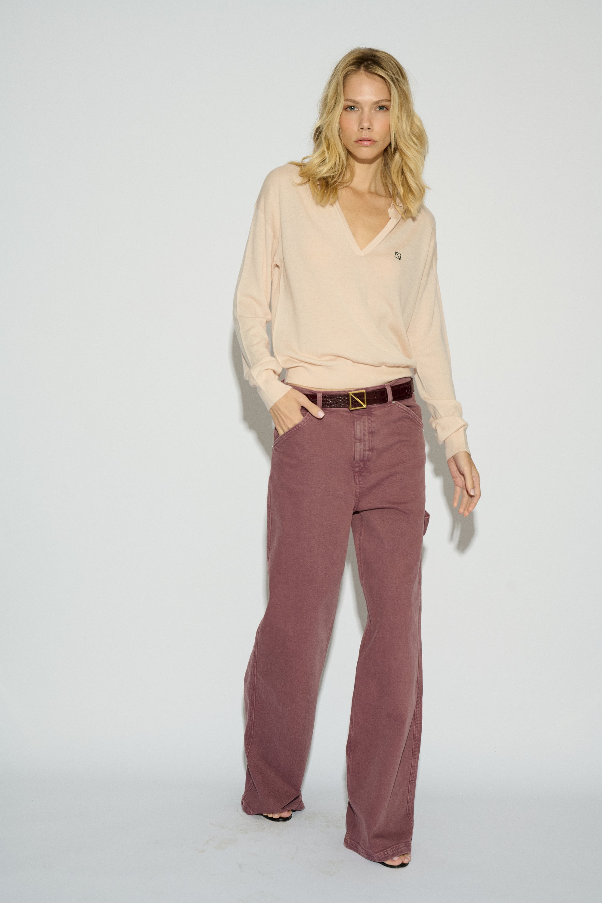 JEANS LUCA WIDE LEG TIRO MEDIO BERENJENA