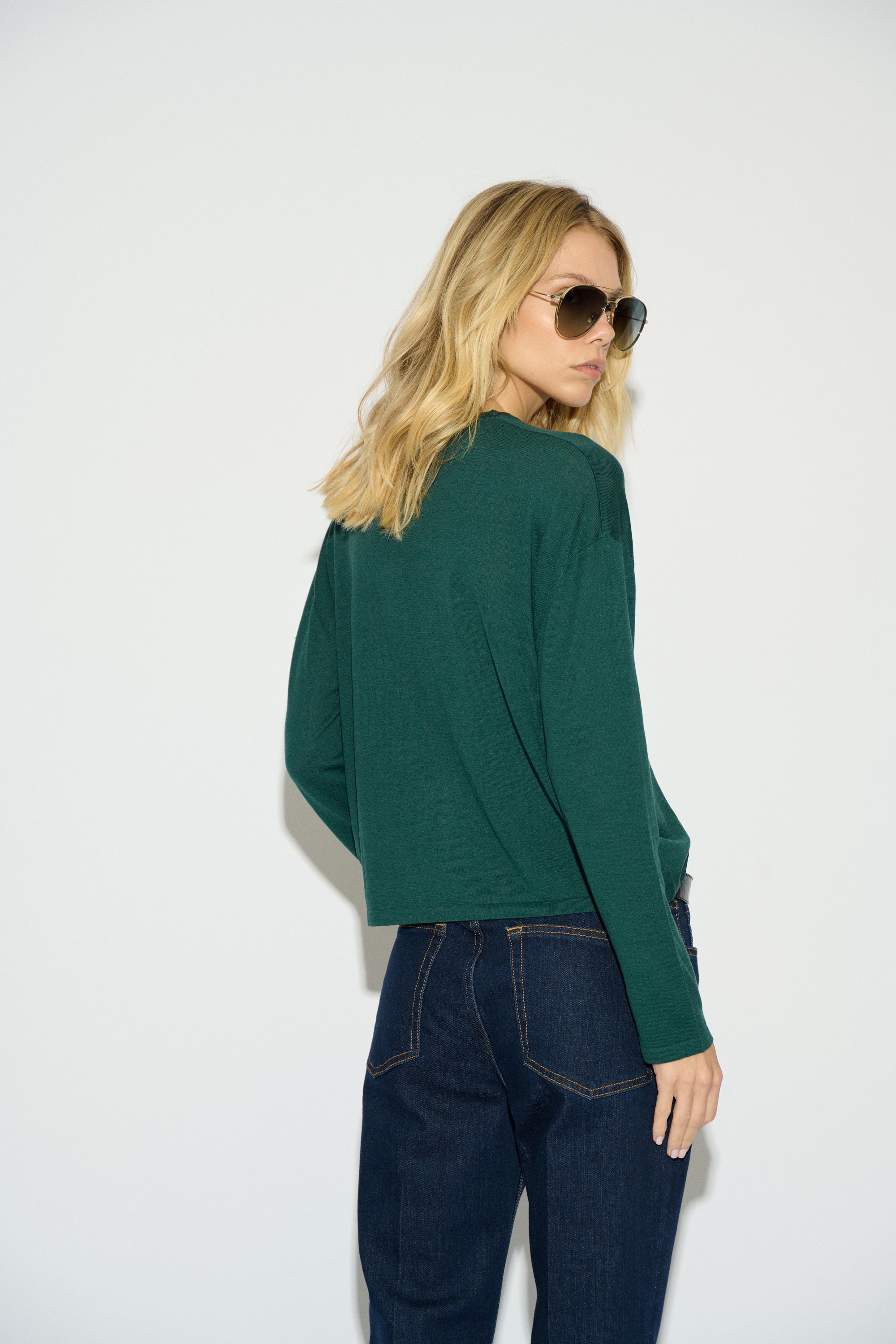 CARDIGAN CLARA CUELLO PICO VERDE