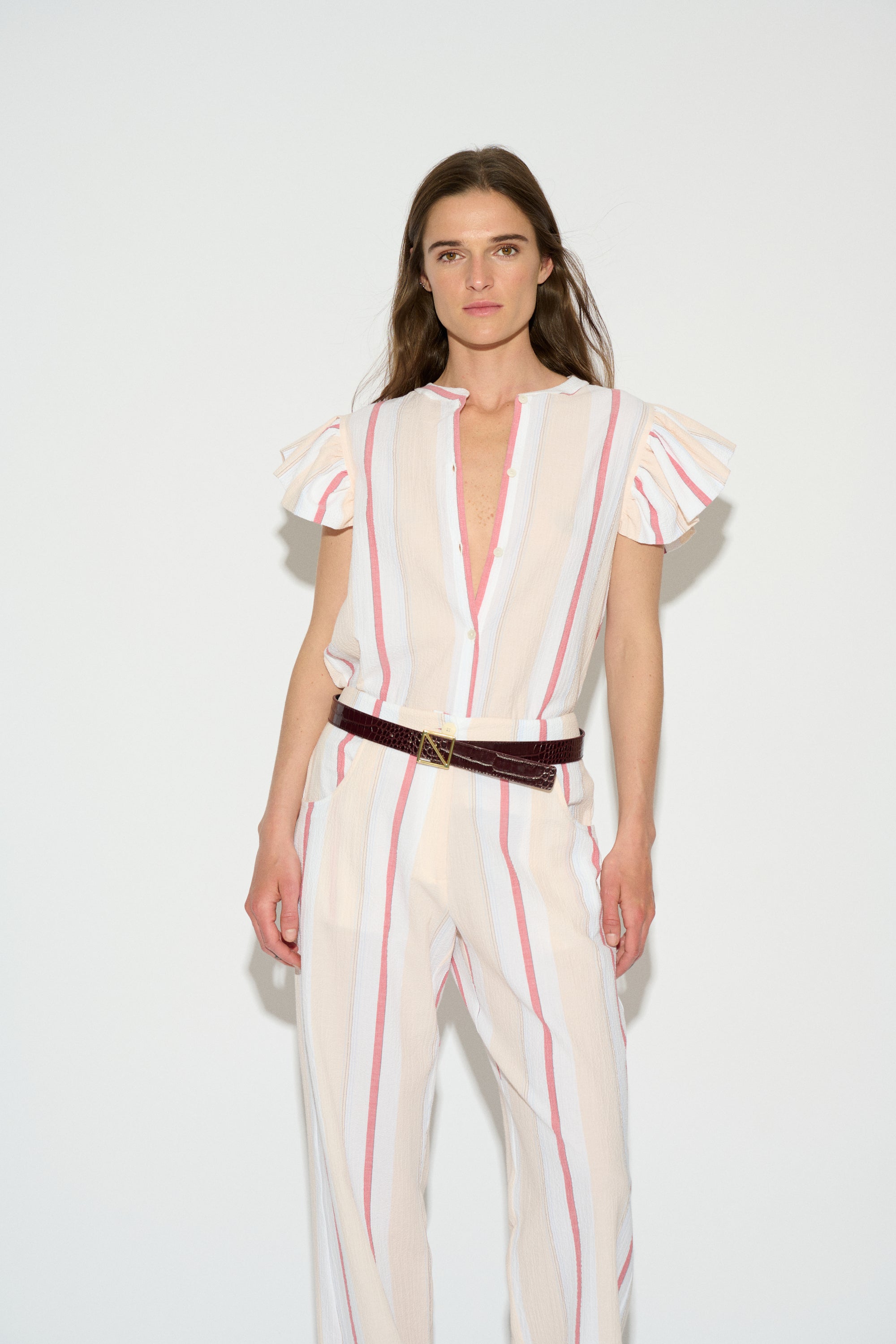 STRAIGHT LEG MAYA PANTS WITH RAW STRIPES
