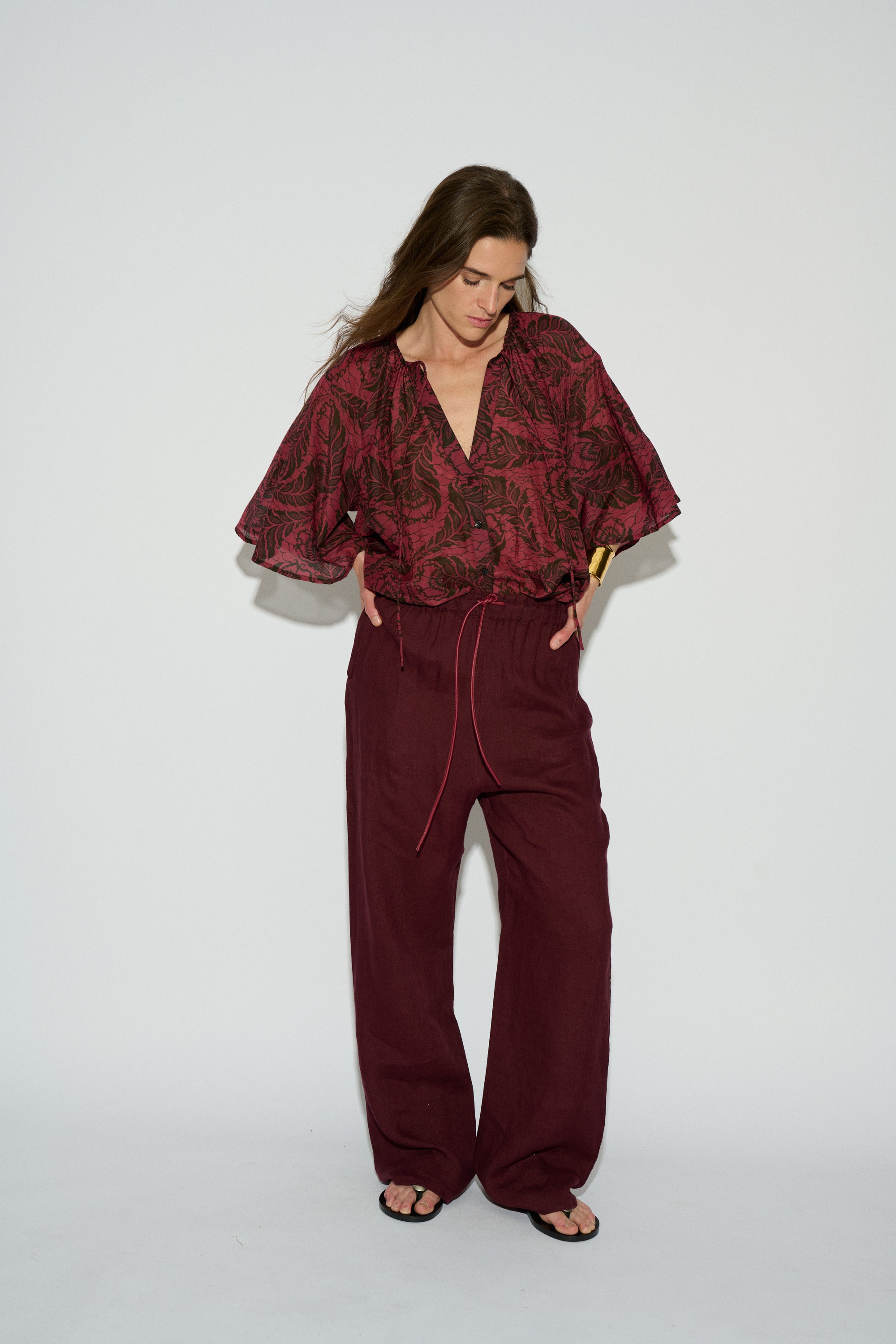 CASILDA OVERSIZE BLOUSE CASILDA PRINT BURGUNDY