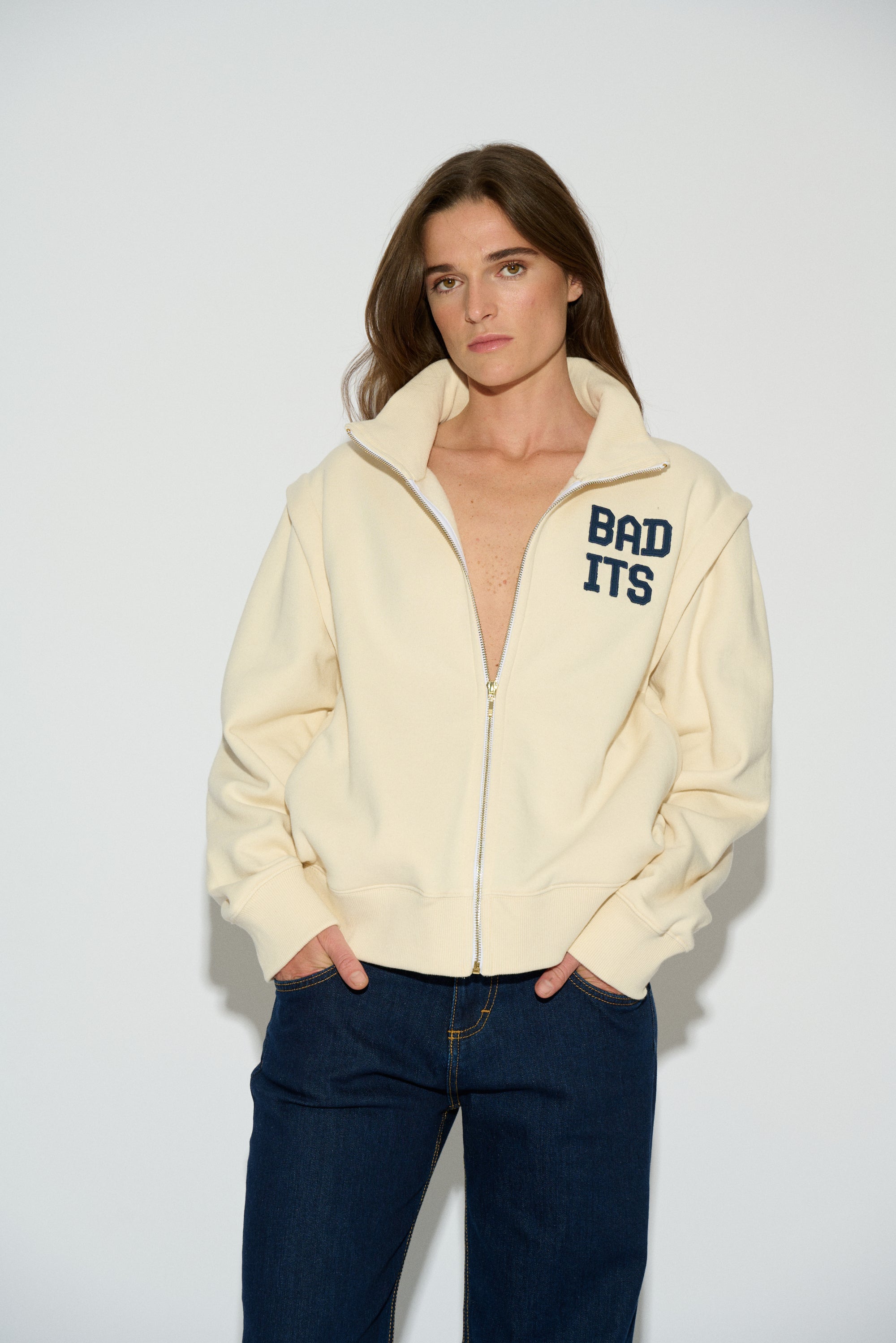 SUDADERA GALA CREMALLERA BLANCO ROTO