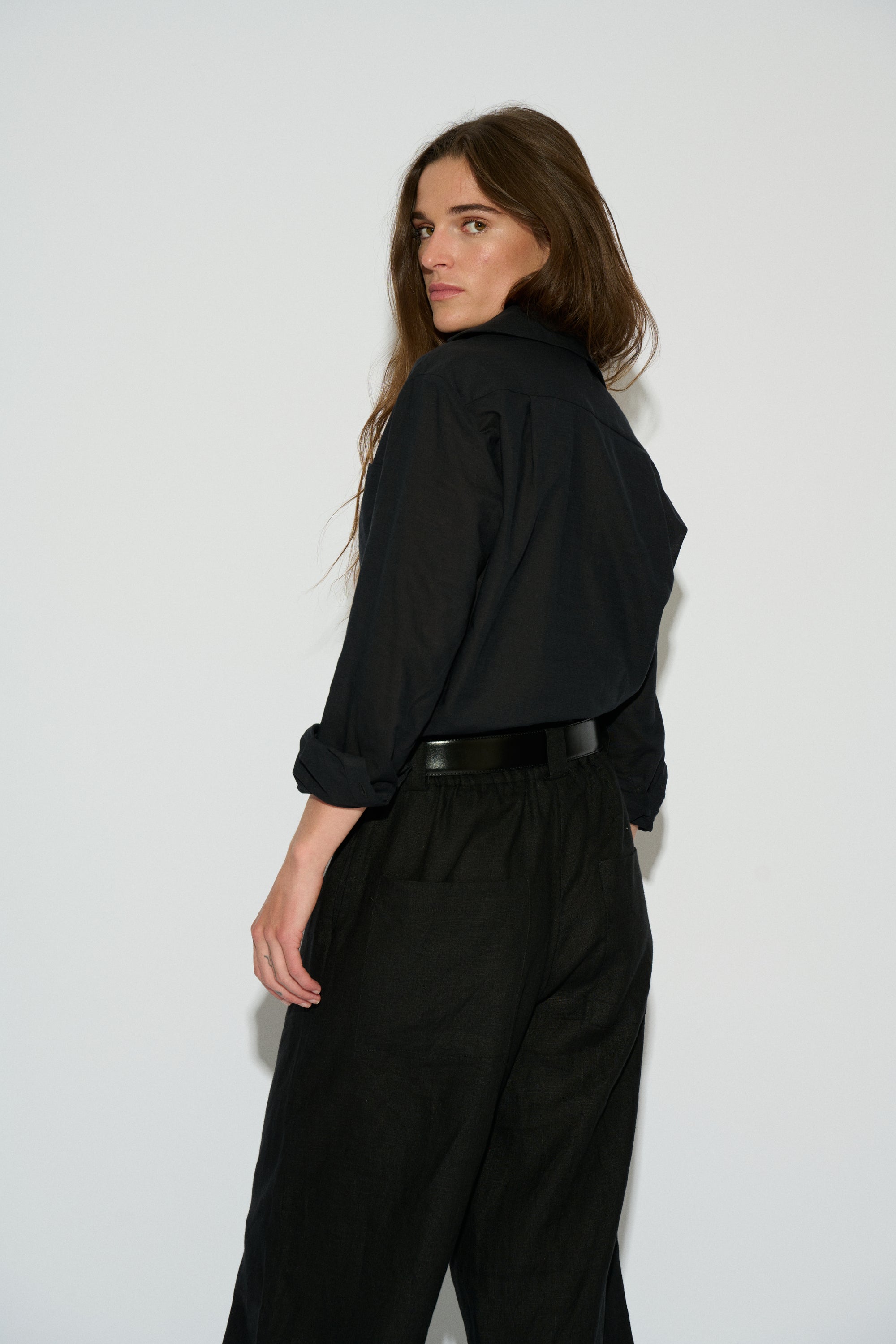 SIMONA BLACK LINEN SHIRT