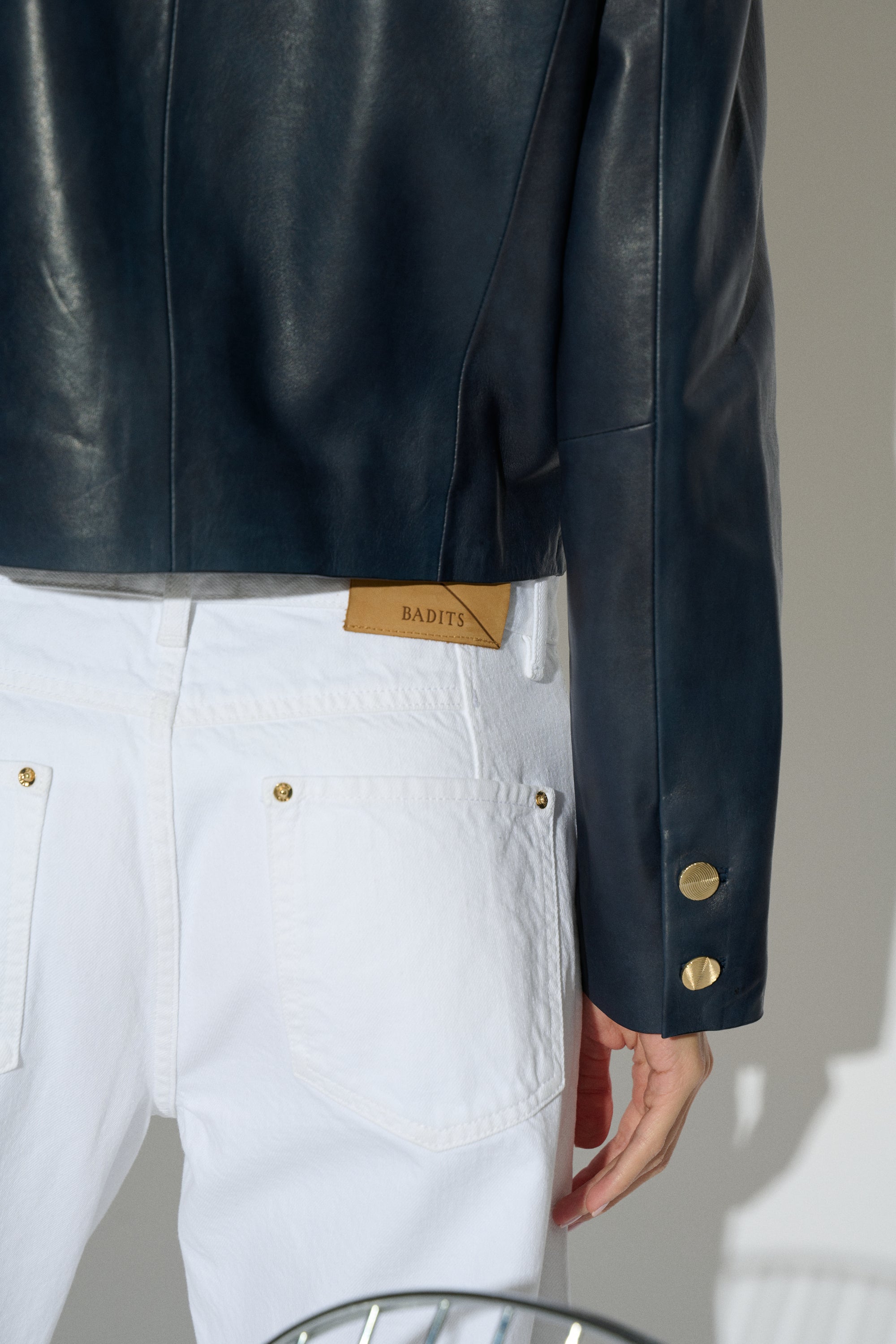 CHAQUETA TATIANA SOLAPA PIEL NAPA AZUL