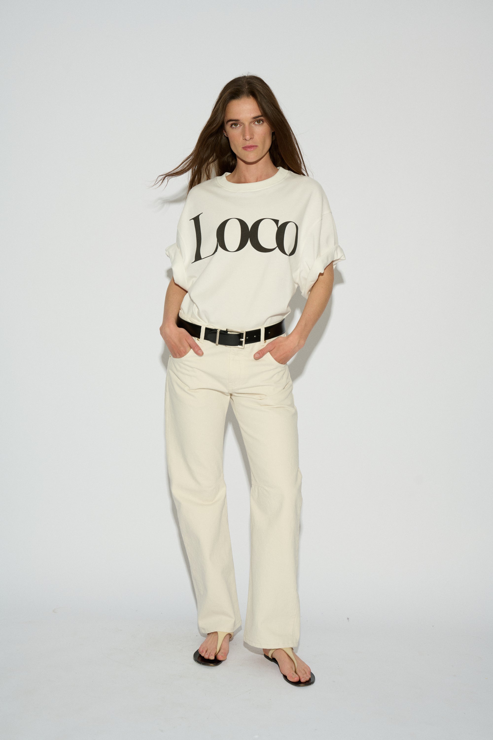 LOCO OVERSIZE SHORT SLEEVE WHITE T-SHIRT