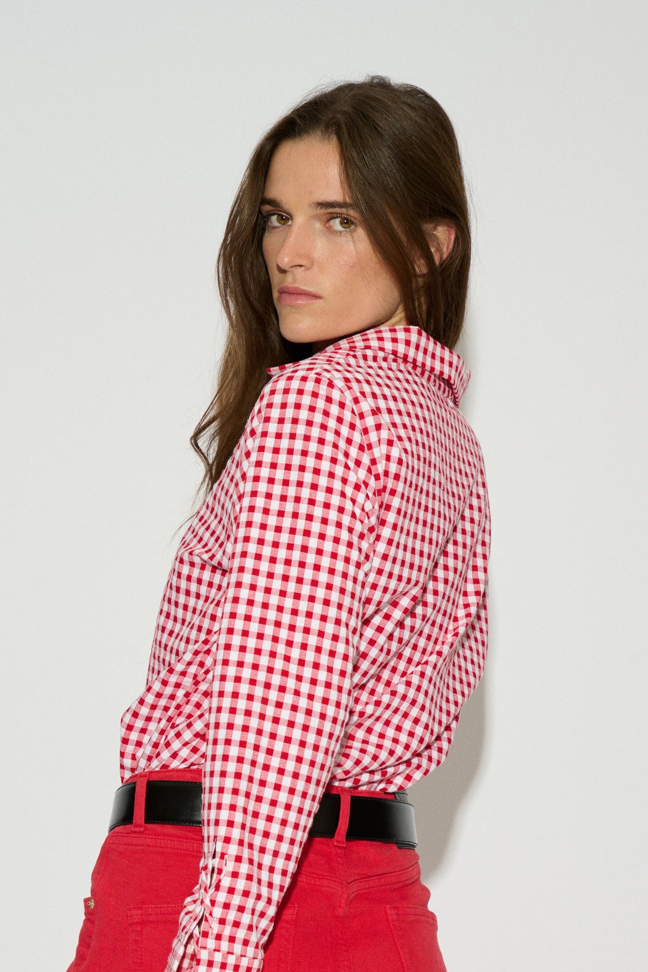 ELINA V-NECK SHIRT, RED