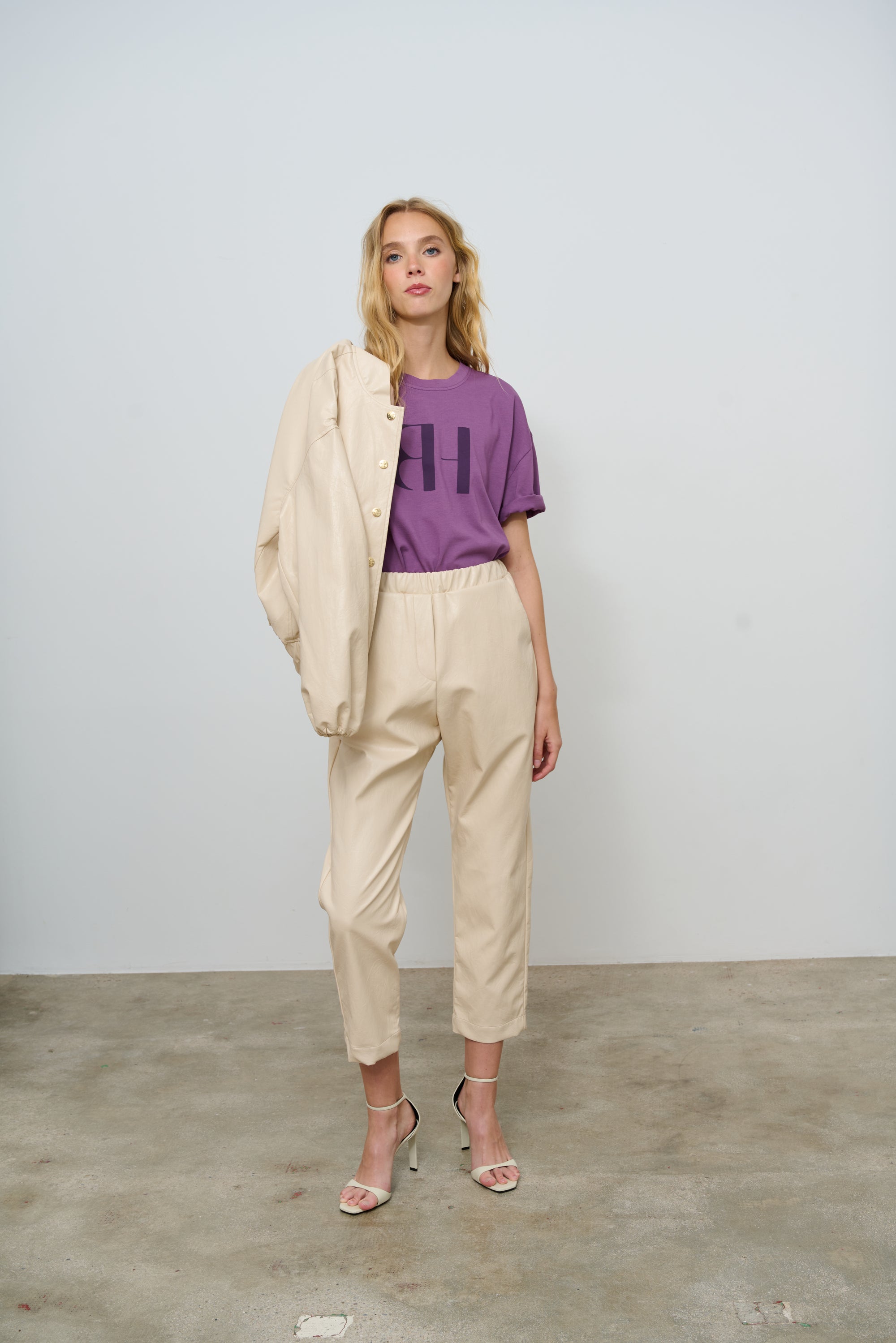 PANTS PAULA LEATHER ECRU