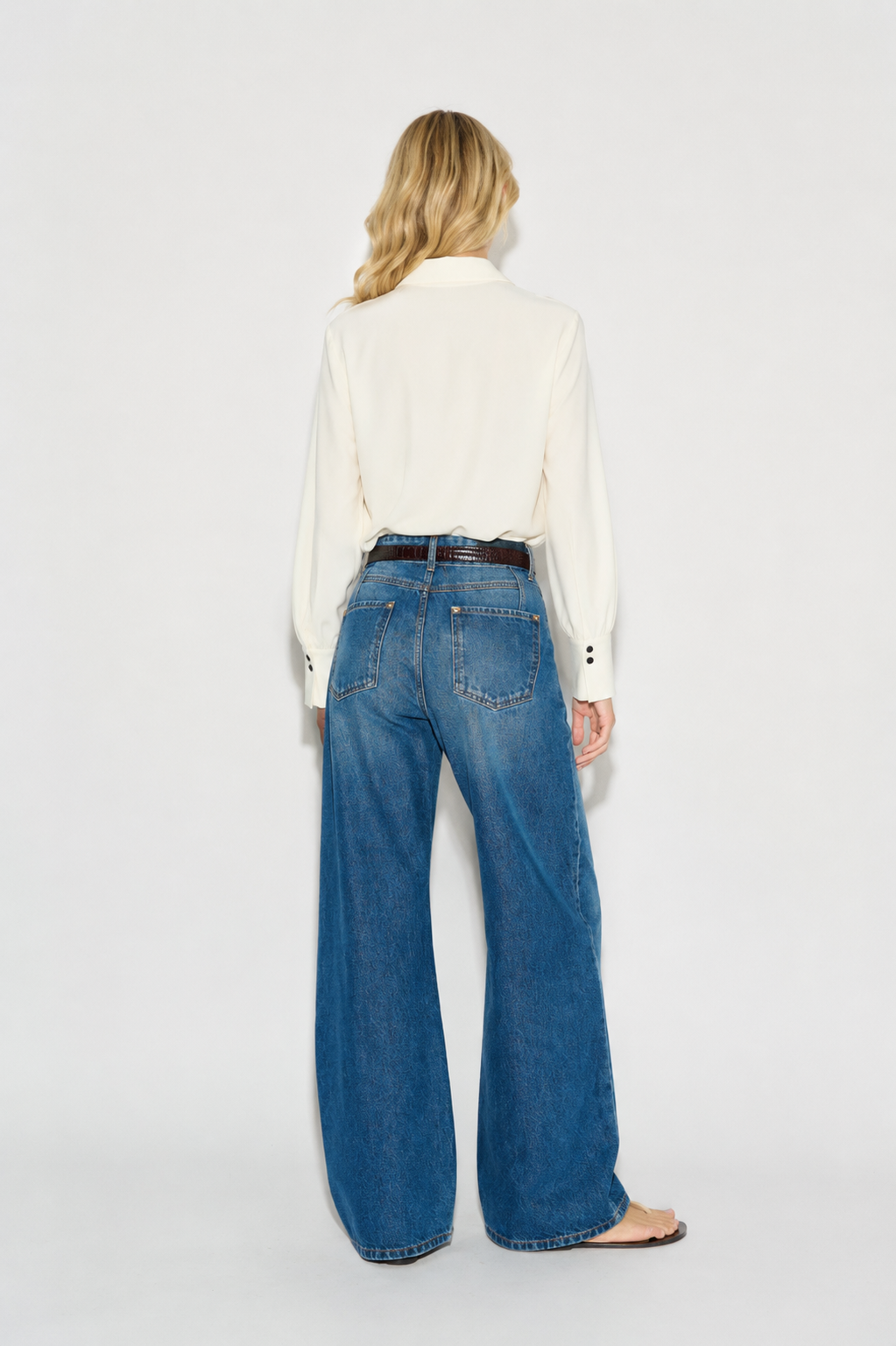 CAMISA JUNO CREPE VOLANTE BLANCA