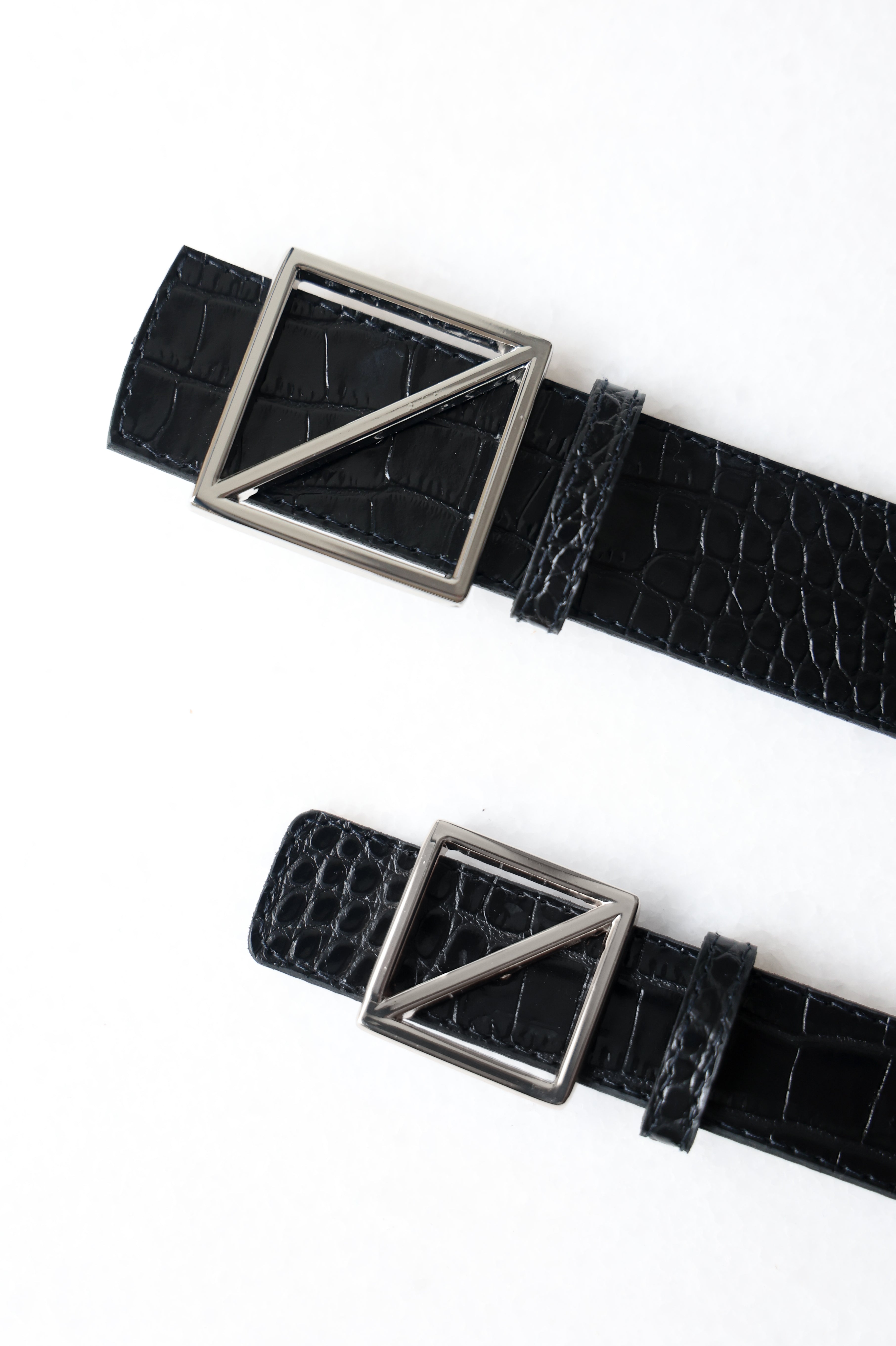 CINTURÓN COCO PIEL NEGRO PLATA GRANDE