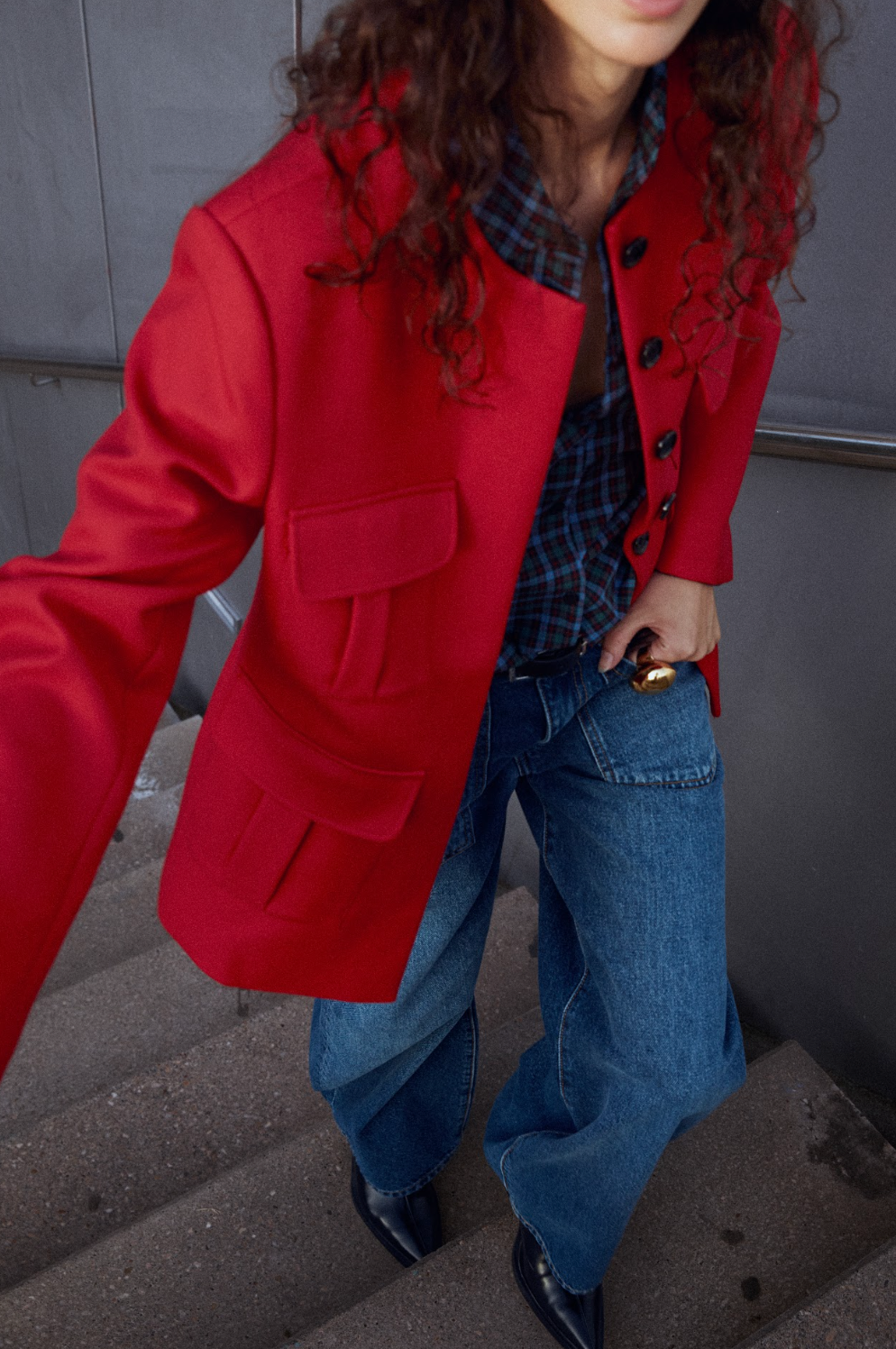 VESTE BELLA POCHES ROUGE