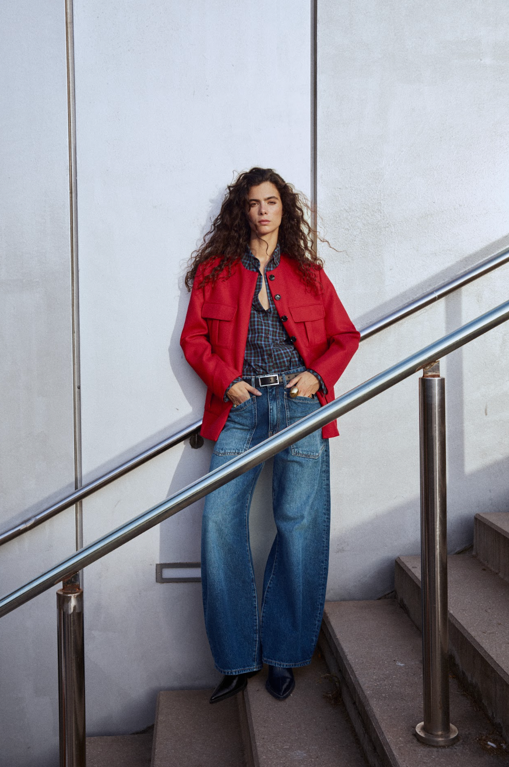 VESTE BELLA POCHES ROUGE