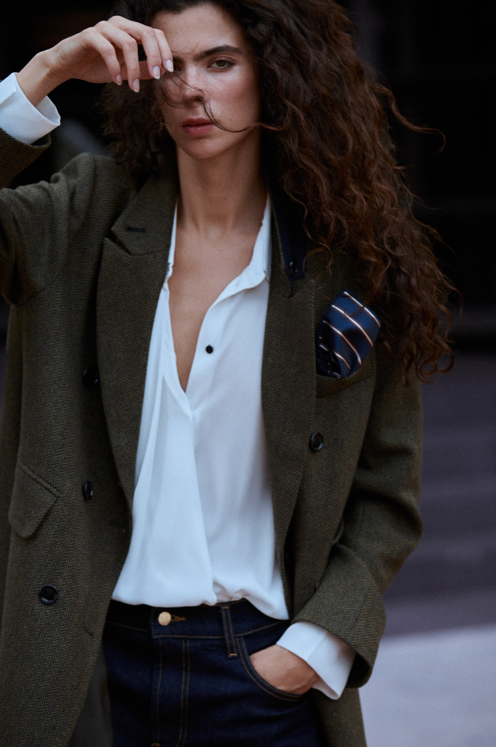 HARRIET HERRINGBONE GREEN COAT